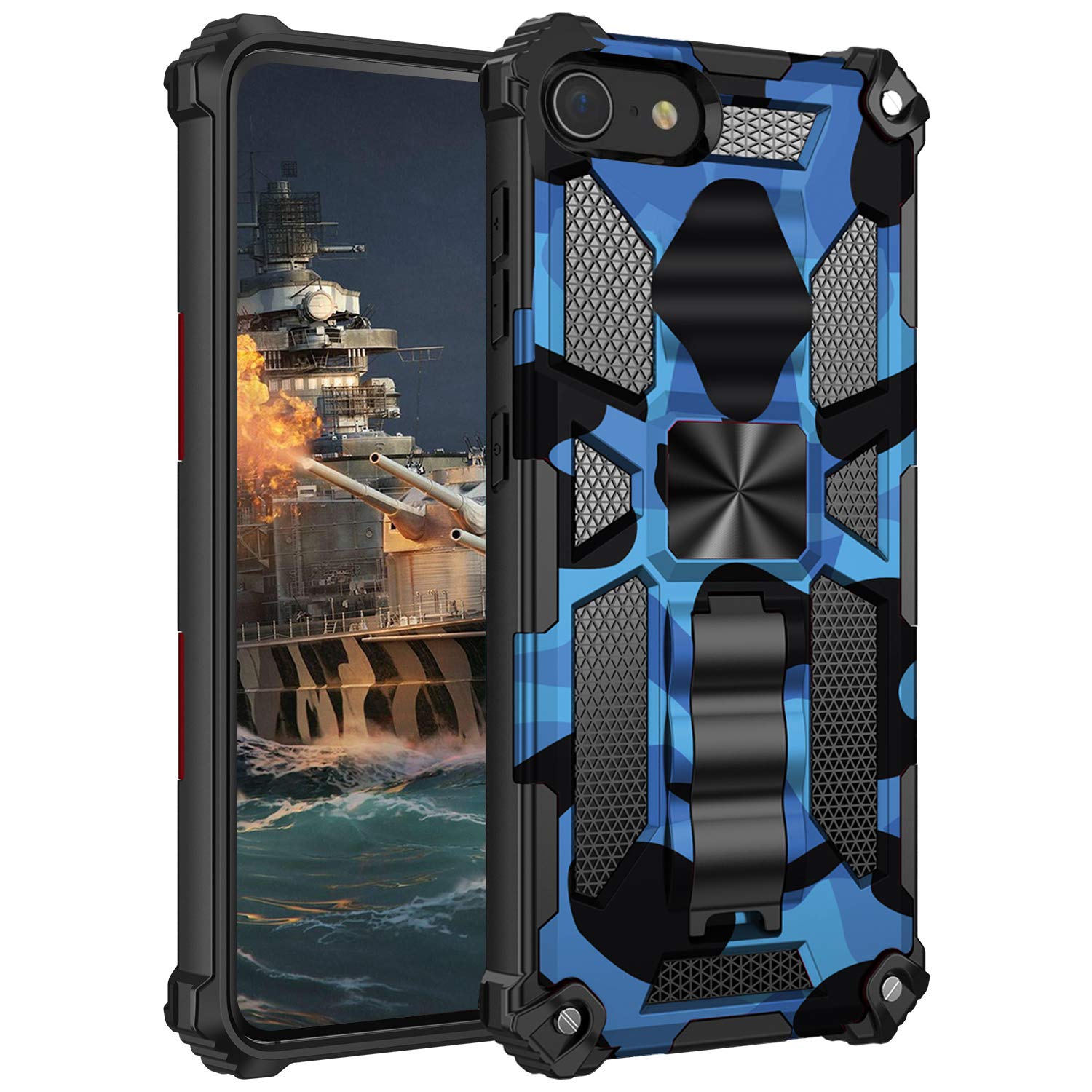xinyunew Compatibile con Cover iPhone 13 Smartphone,Compatibile con iPhone 13 Cover Grado Militare Protezione Full Body : Case Antiurto 3 Strati (Blu Navy