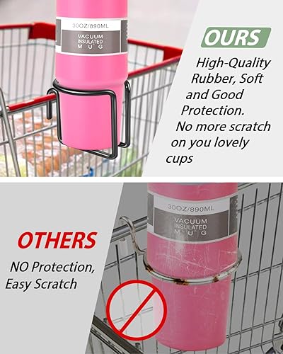 Miniatura 5 de Kevenal Portavasos para carrito de compras, soporte de taza colgante para carritos de compras, negro, acero inoxidable