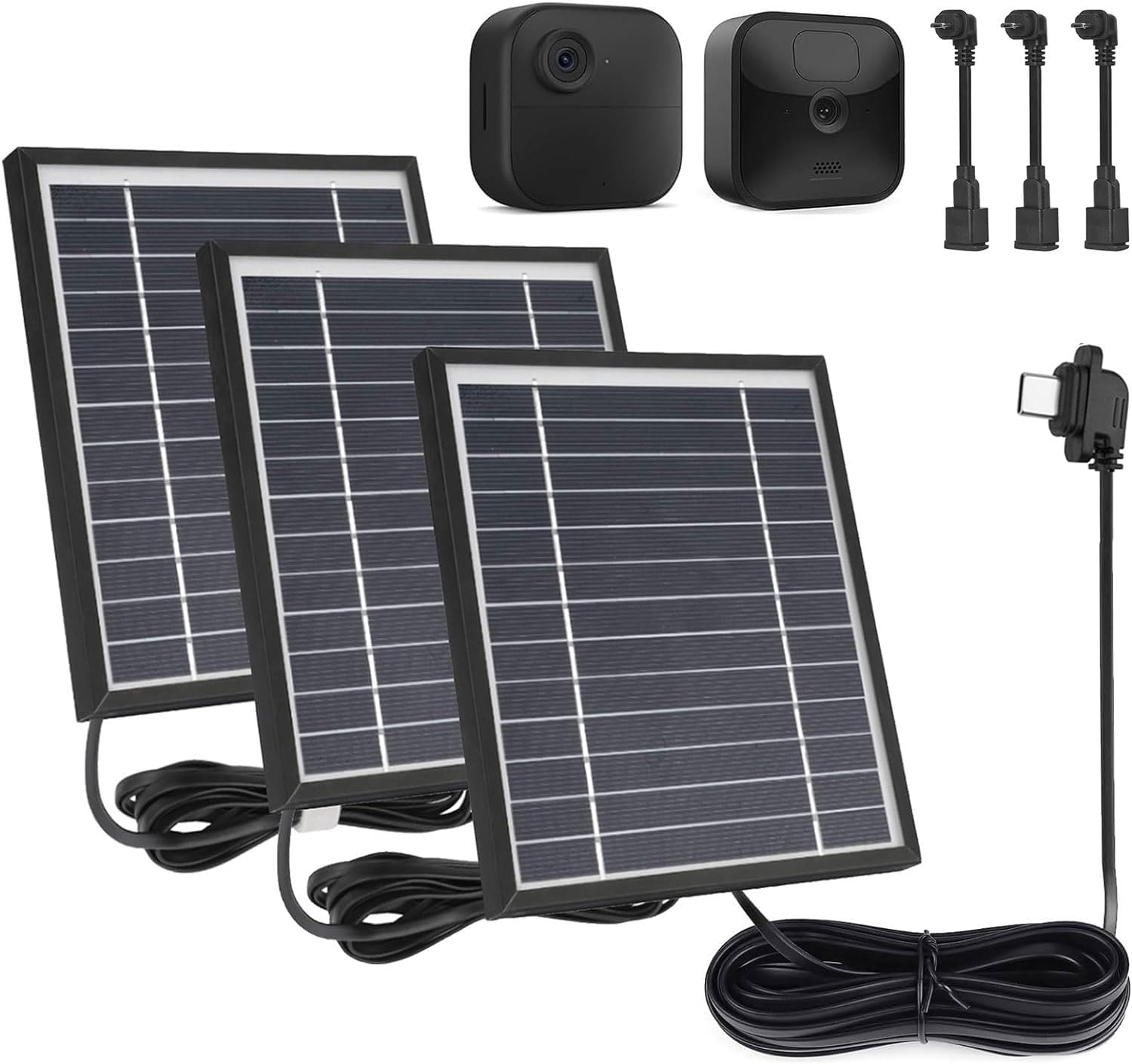 iTODOS3 Pack Solar Panel Works for Blink Outdoor 4 (4th Gen)/Blink Outdoor (3rd Gen) XT3 and Blink XT/XT2 Camera,11.5Ft Outdoor Power Charging Cable,Power Your Blink Camera continuously - Black