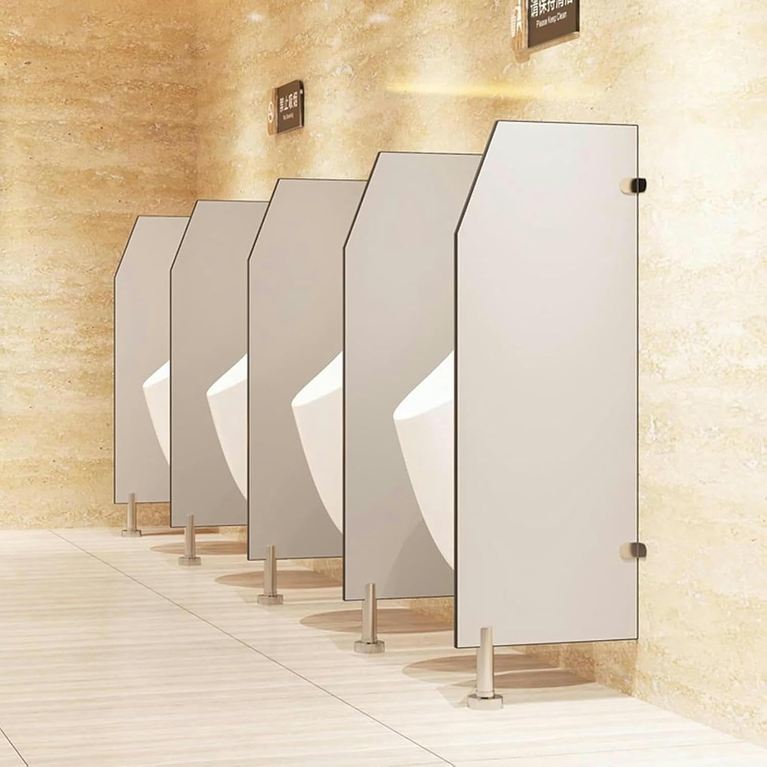 Urinal Board with Urinal Deflector, Urinary Partition with Stainless Steel Accessories, Urinal Screen, Wall Dividing Partition, Public Bathing Partition, Screen,
