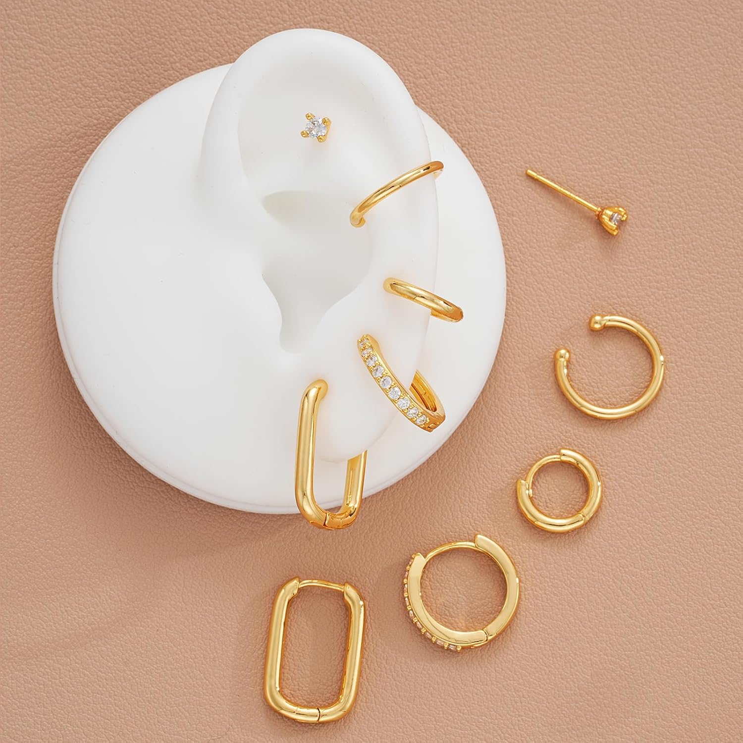 Small Gold Hoop Earrings Set for Women, 14K Gold Plated Lightweight Earrings Sets for Multiple Piercing, Hypoallergenic Huggie Gold Hoops Earrings for Women Jewelry - Image 5