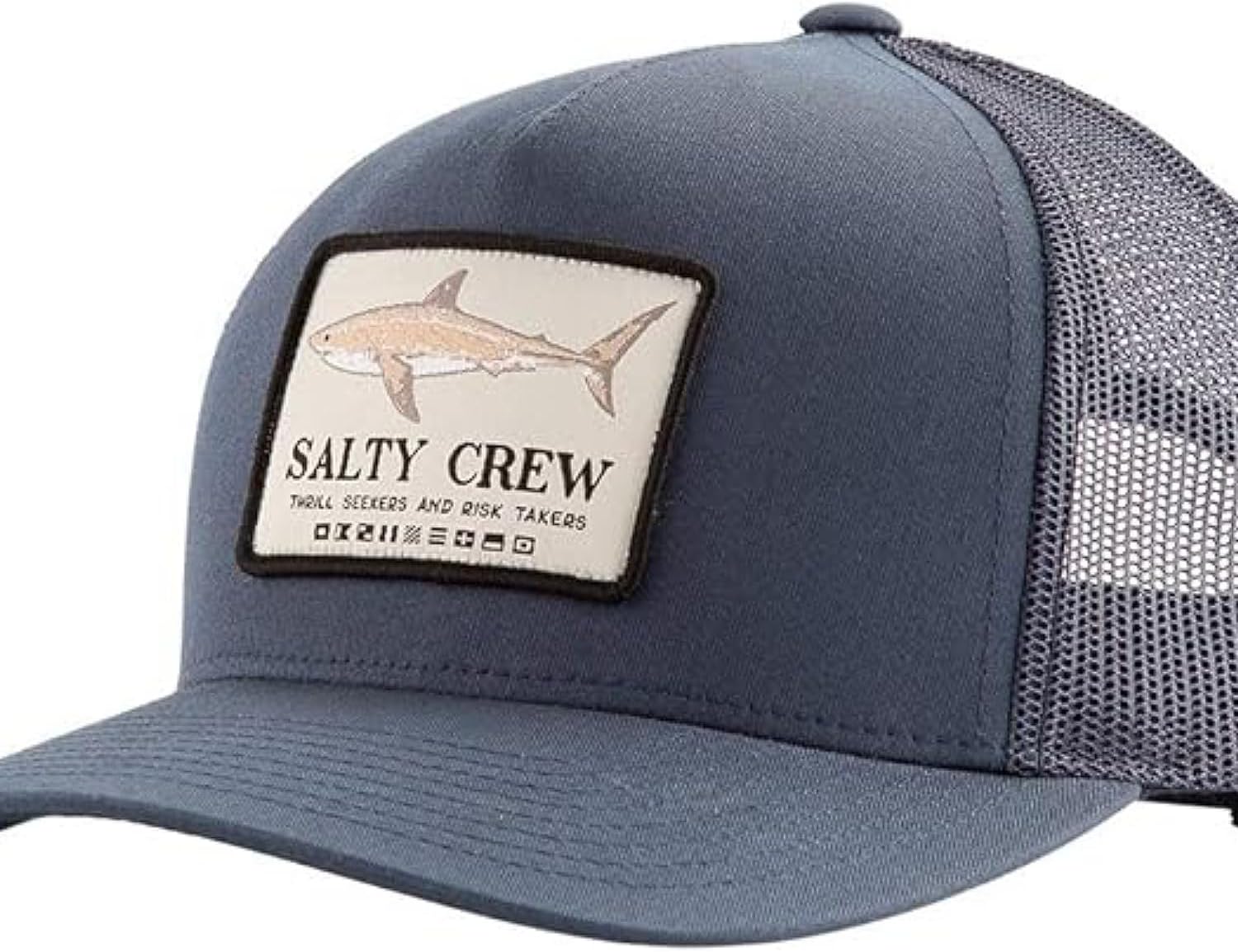Salty Crew Shark Logo Retro Trucker Hat - Unisex Adjustable Baseball Hat for Adults - Premium Cotton