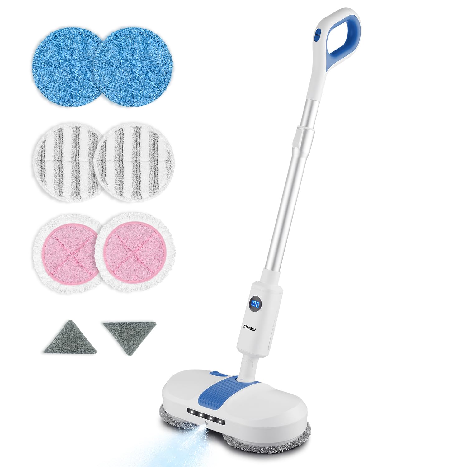 IP65防水 新品 回転モップクリーナー LED電動モップ コードレス