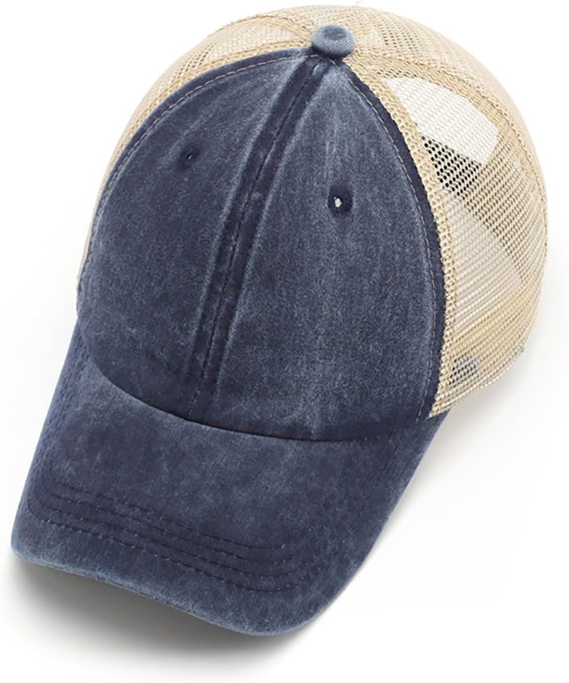 3 Pack Mesh Baseball Cap for Men & Women, Vintage Washed Cotton Distressed Trucker Hat with Mesh Back, Low Profile Unstructured Dad Cap