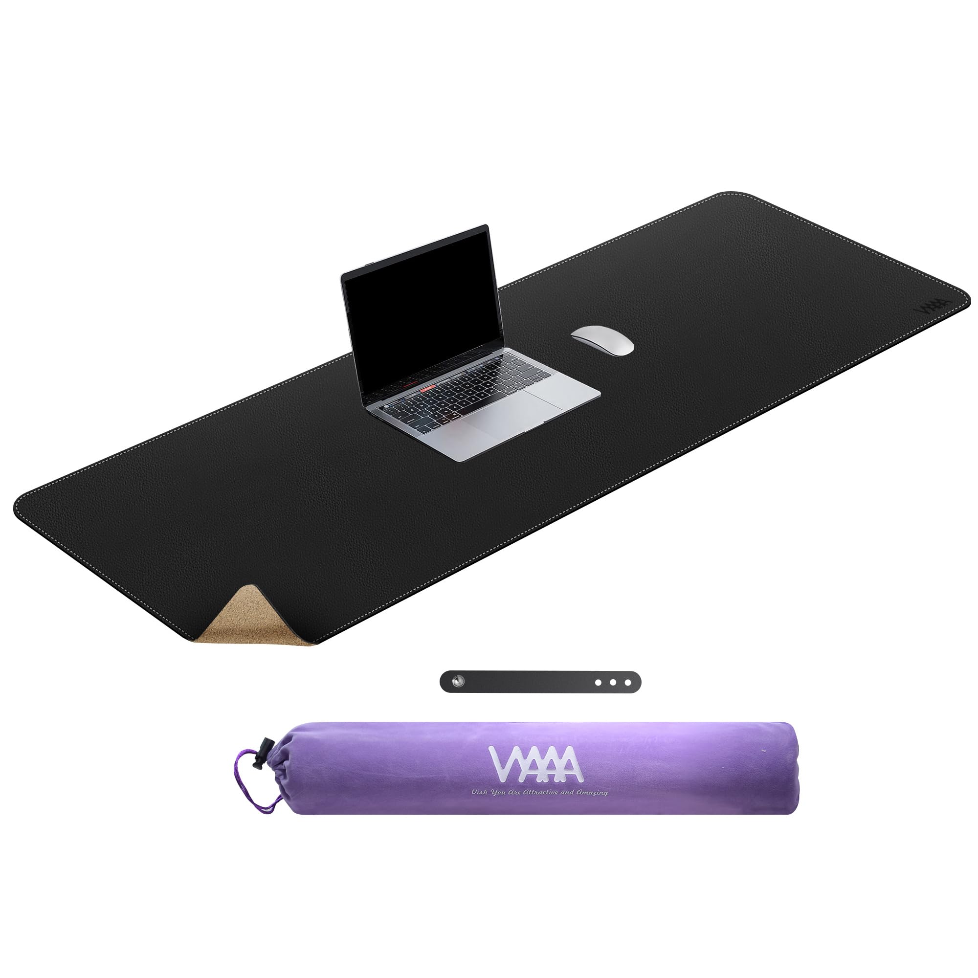 VYAAA Oval PU Leder Schreibtisch Pad, Mauspad, Büro und Laptop Schutz, Wasserdicht für Büro und Zuhause