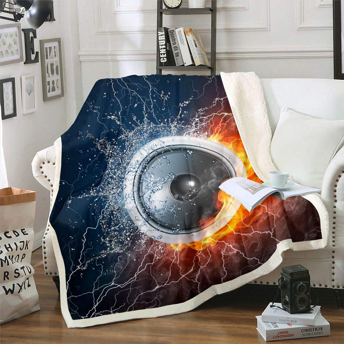 Coperta In Pile Con Stampa Chitarra Rock, Dimensioni 152x200 Cm, Morbida E Calda, Per Divano E Letto - 5