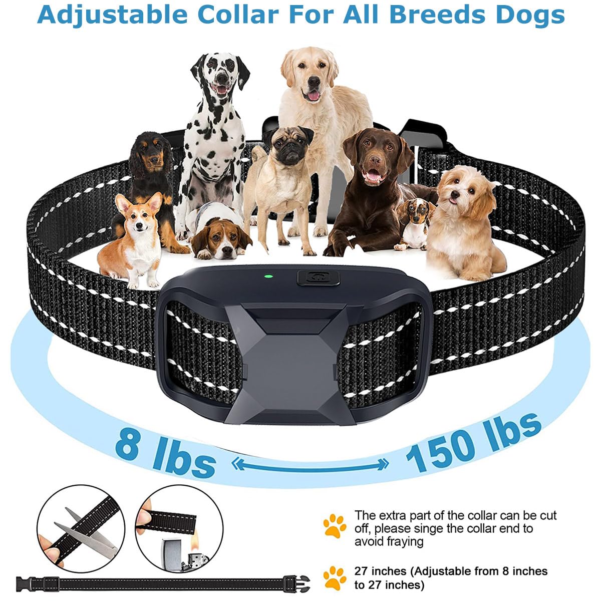 Collare da addestramento per cani con telecomando, portata remota 1000 m, modalità di addestramento suono/vibrazione/ultrasuoni, blocco di sicurezza ricaricabile e impermeabile IP67