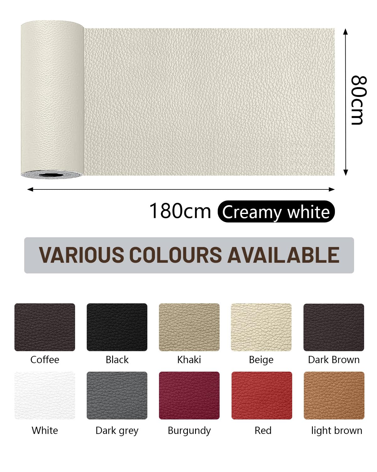 BOUYEER Pelle Adesiva per Riparazioni, 80x180 CM ecopelle toppe adesive per tessuti, Set Riparazione Ecologico & Senza Odori per Mobili/Divano/Sedili Auto/Borse/Restauro, Bianco avorio