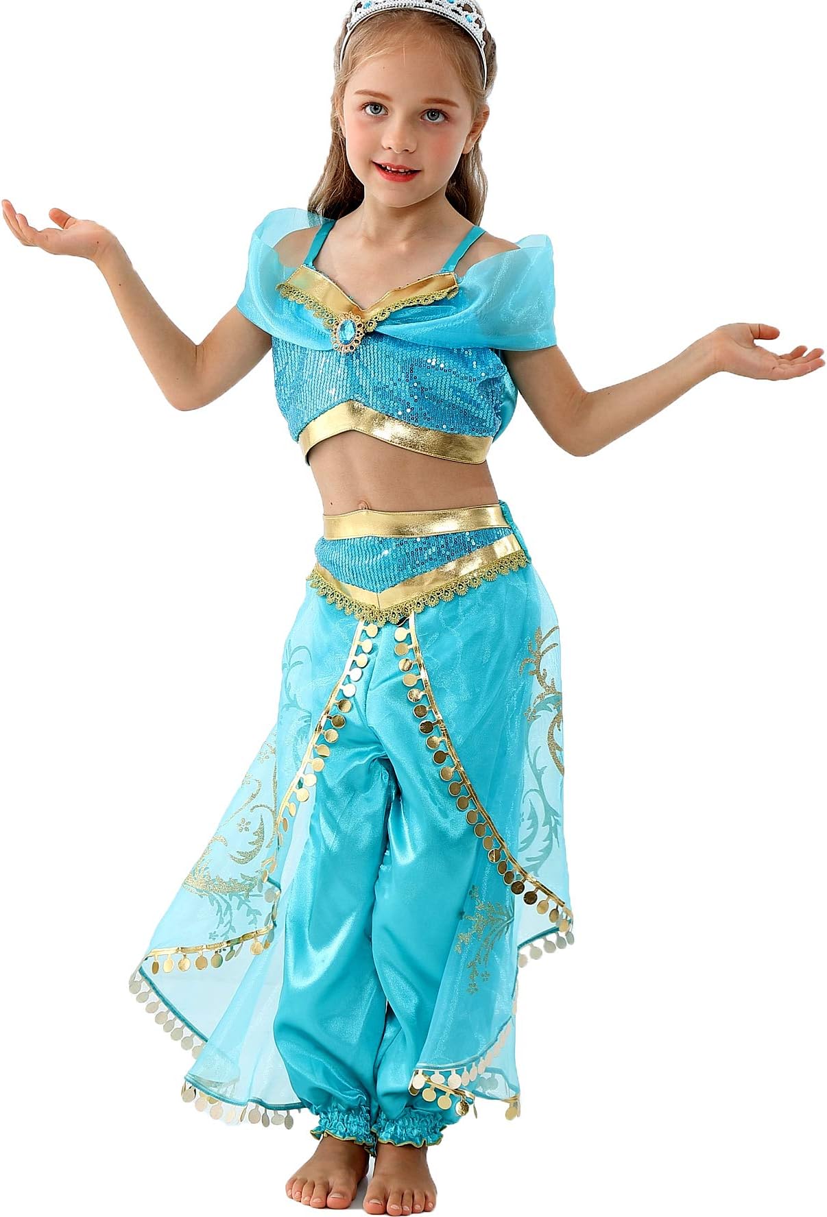 Princess Jasmine Costume for Girls Toddler Kids Dress up /3T-8