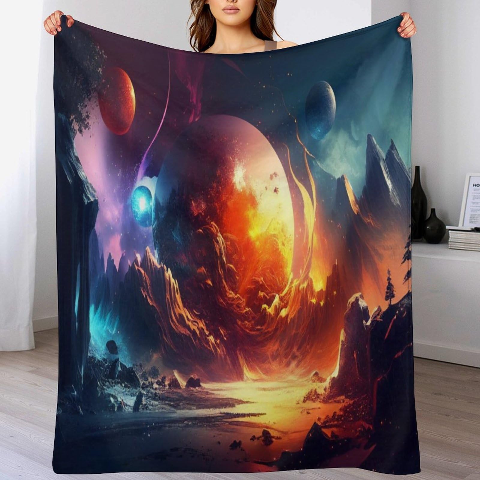Couverture fantasy paysage en flanelle douce 100x130 cm toutes saisons