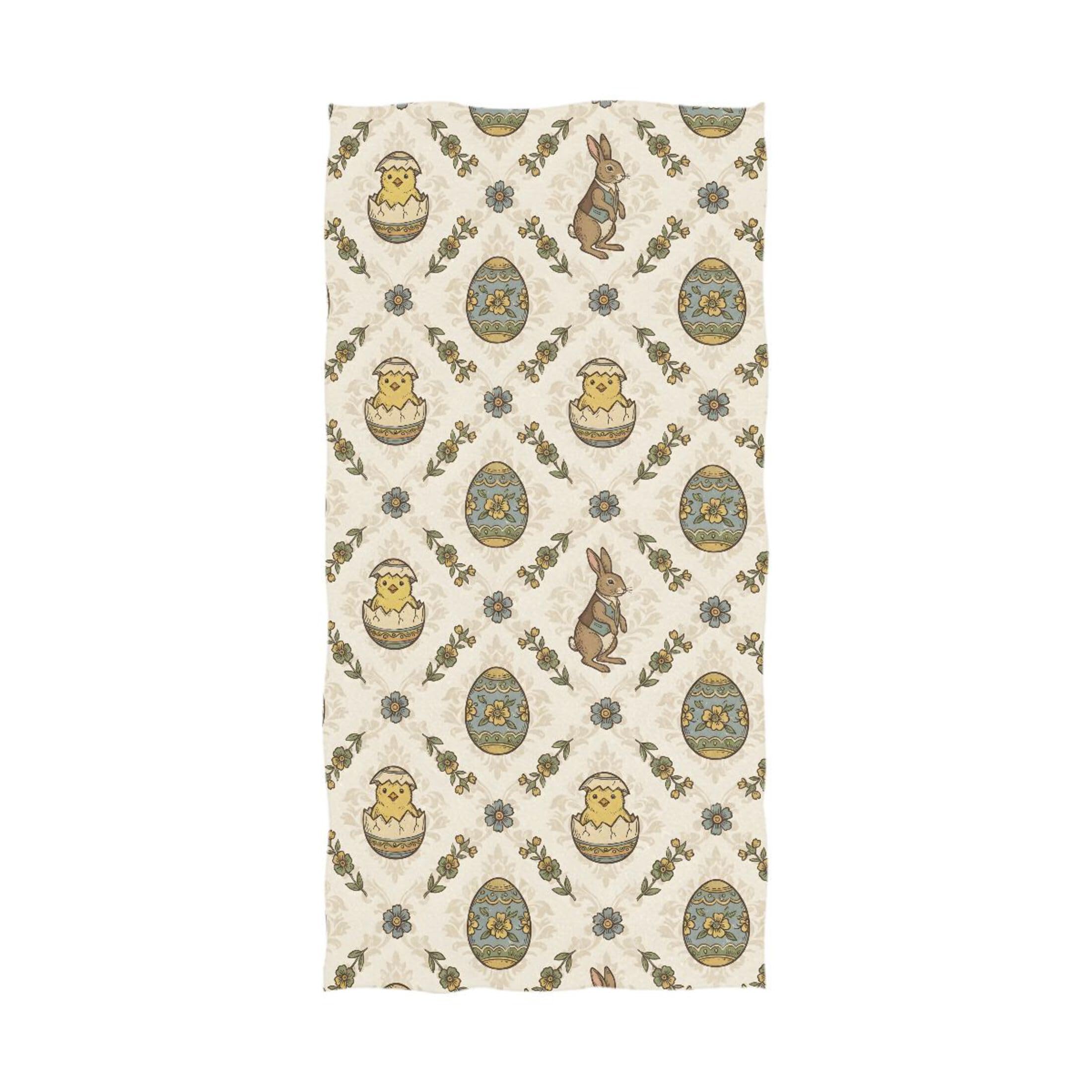 Kutsu Easter Egg Bunny Chicken Bath Towel, Highly Absorbent Cotton Soft Bath Hand Towel for Bathroom Kitchen Hotel Spa, 64 x 32 In