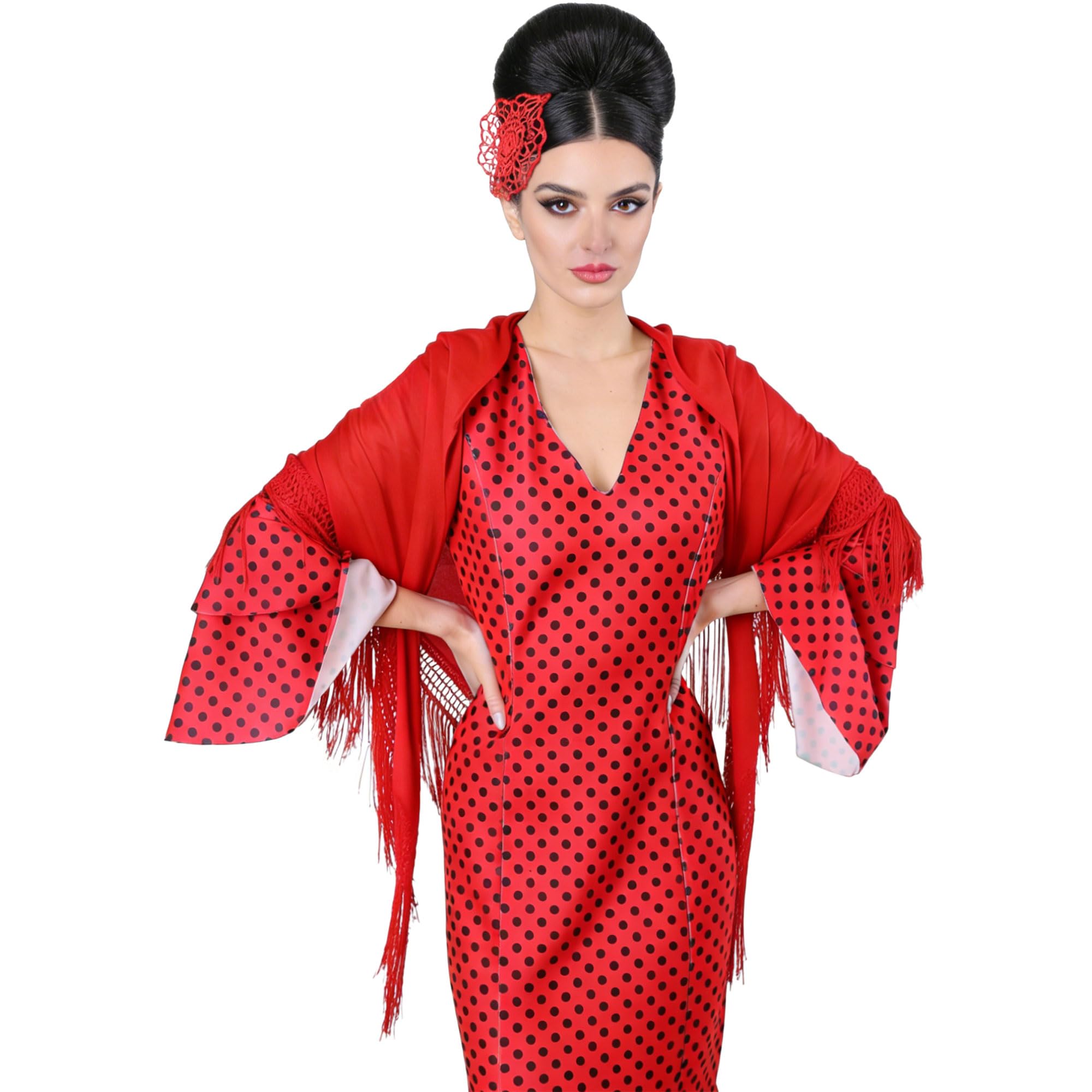 Wildarms Mantón de Sevillana Bordado con Flecos para Flamenco Feria Disfraz Baile Tradicional Mujer — view 2