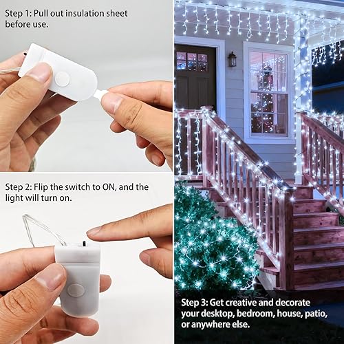 Miniatura 3 de VOOKRY Paquete de 12 luces de hadas que funcionan con pilas, 30 luces LED pequeñas estrelladas de 10 pies de alambre de cobre plateado, funciona