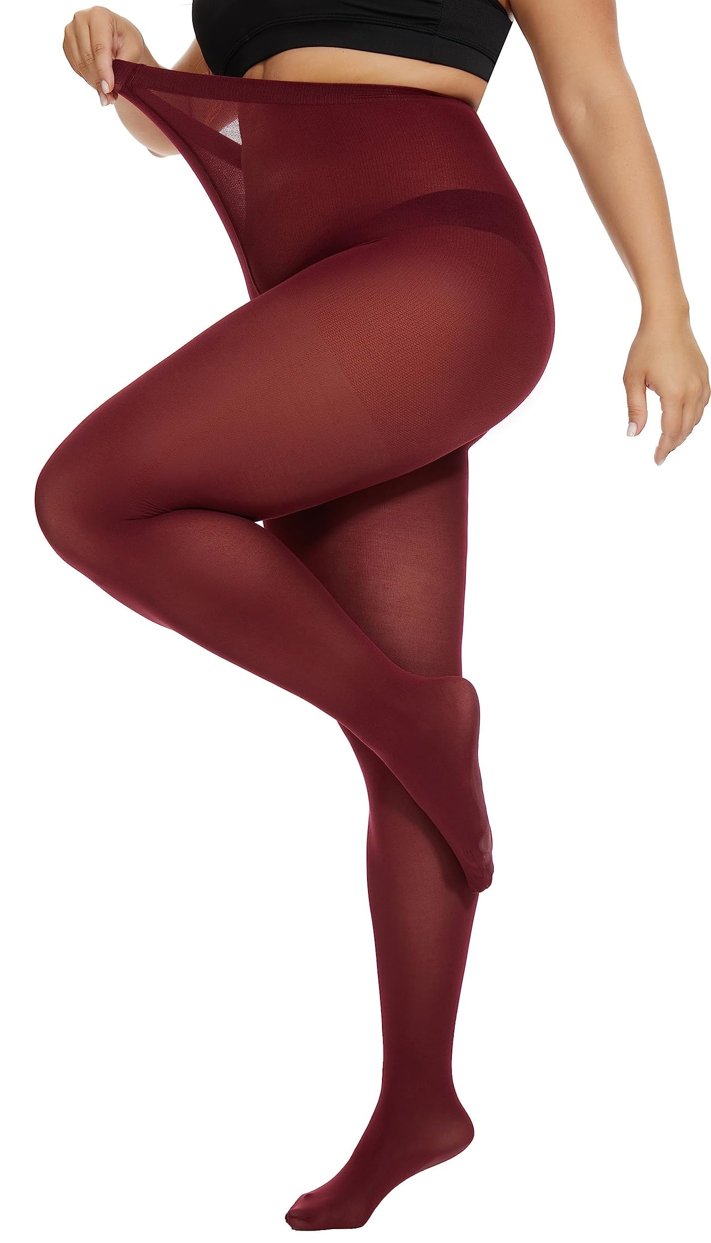 HeyUU Damen Strumpfhose Plus Größen hohe Taille halb transparent XL-4XL