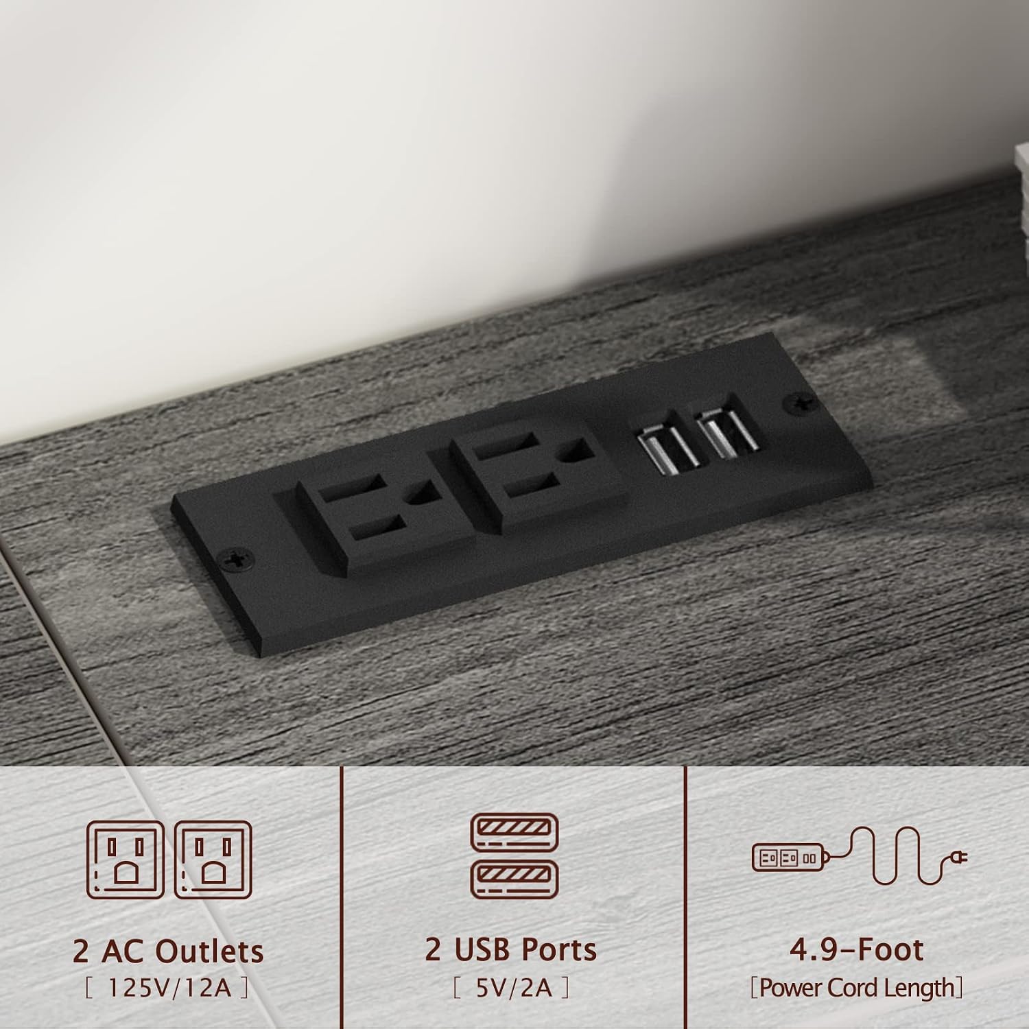 SUPERJARE Console Table with Outlet, 63 Inch Sofa Table with Charging Station, Narrow Entryway Table, Skinny Hallway Table, Behind Couch Table Skinny for Entryway, Living Room, Plants - Charcoal Gray