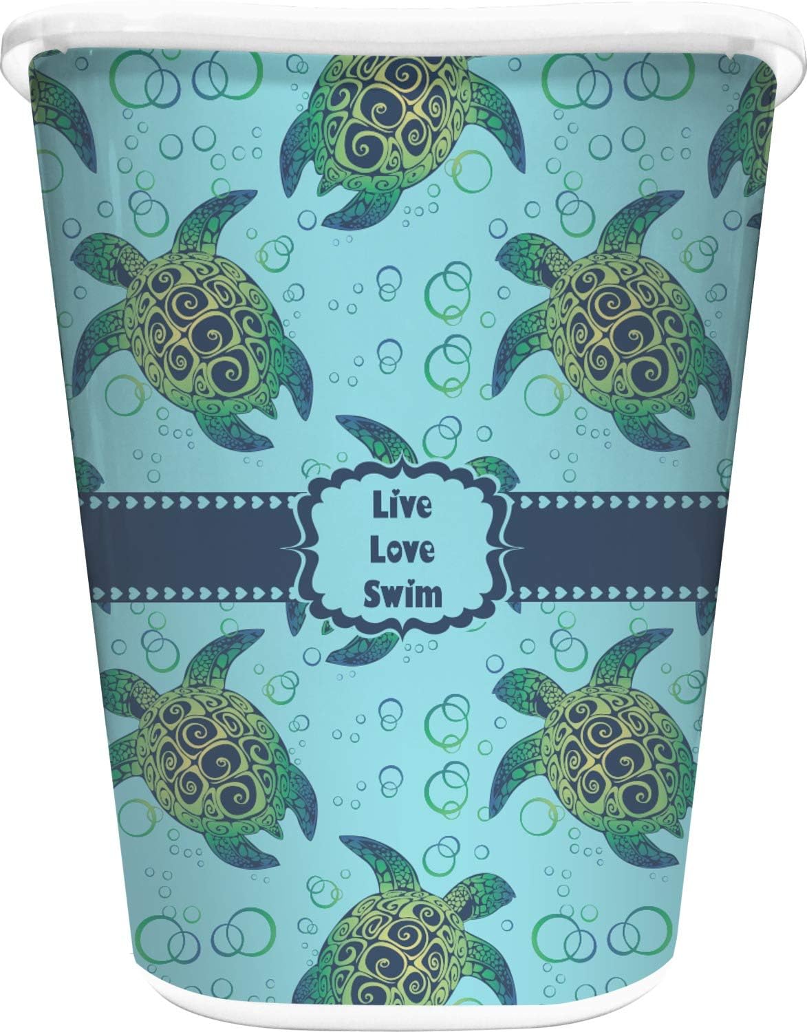 Personalized Sea Turtles Waste Basket - Double Sided (Black)