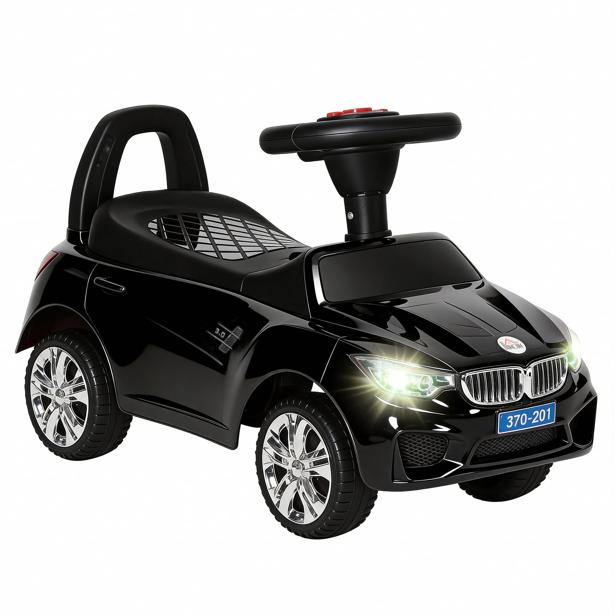 HOMCOM Ride on Car Baby Toddler Walker Foot to Floor Sliding Car Slider w/Horn Music Working Lights Storage for 1.5-3 Years Old, Black