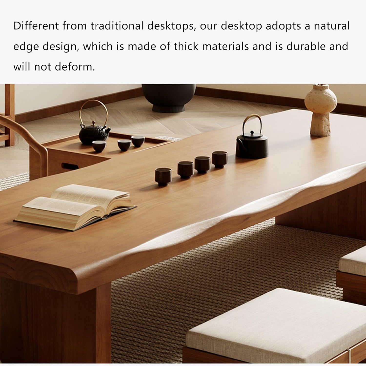 Walnut Japanese Tatami Coffee Table, 100cm/39.3in, Rectangular, 4 Seater