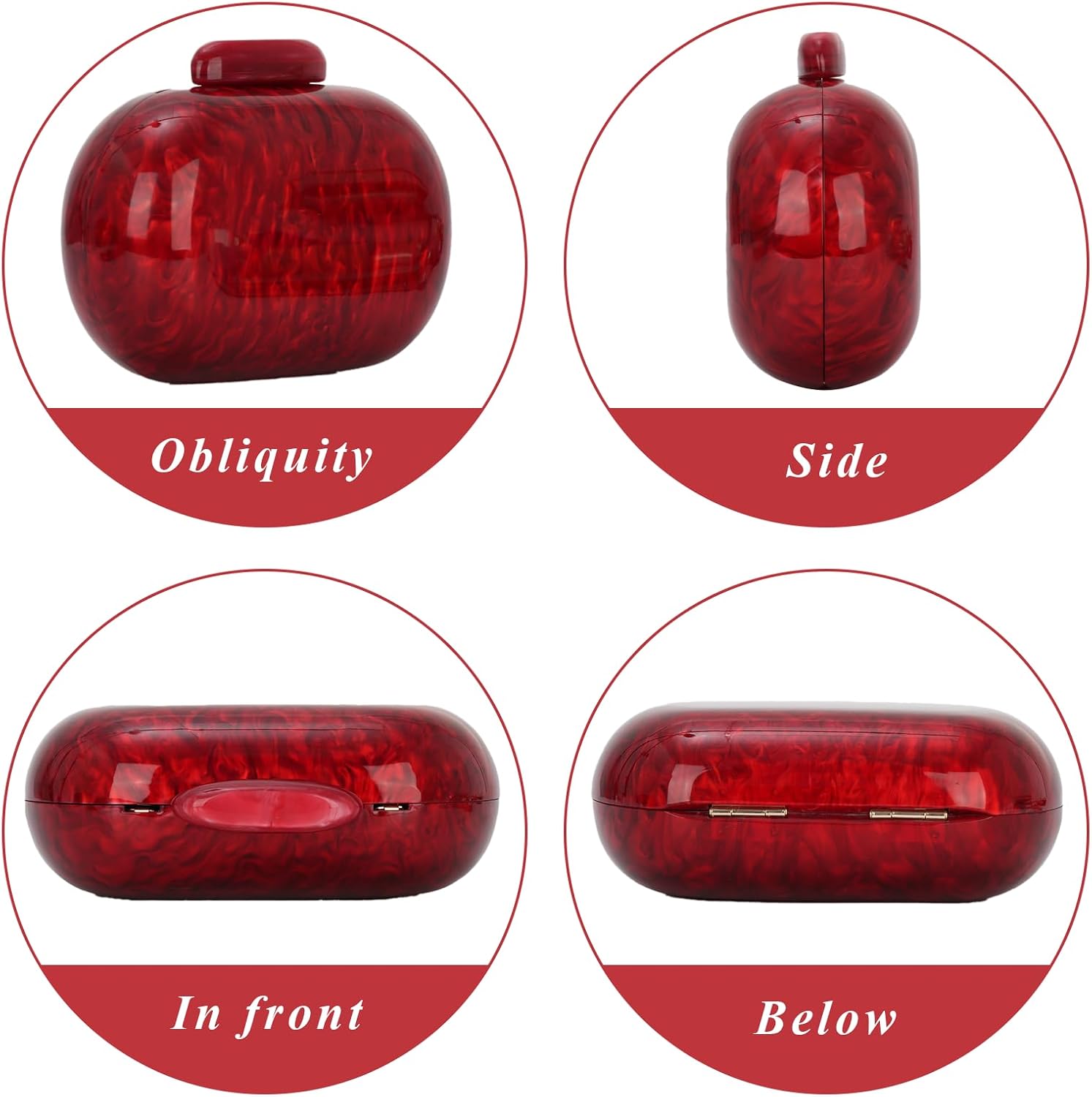 Fecialy Acrylic Clutch Purse for Women Marble Handbags Shell Shape Crossbody Bag Chic Evening Bag for Wedding Party