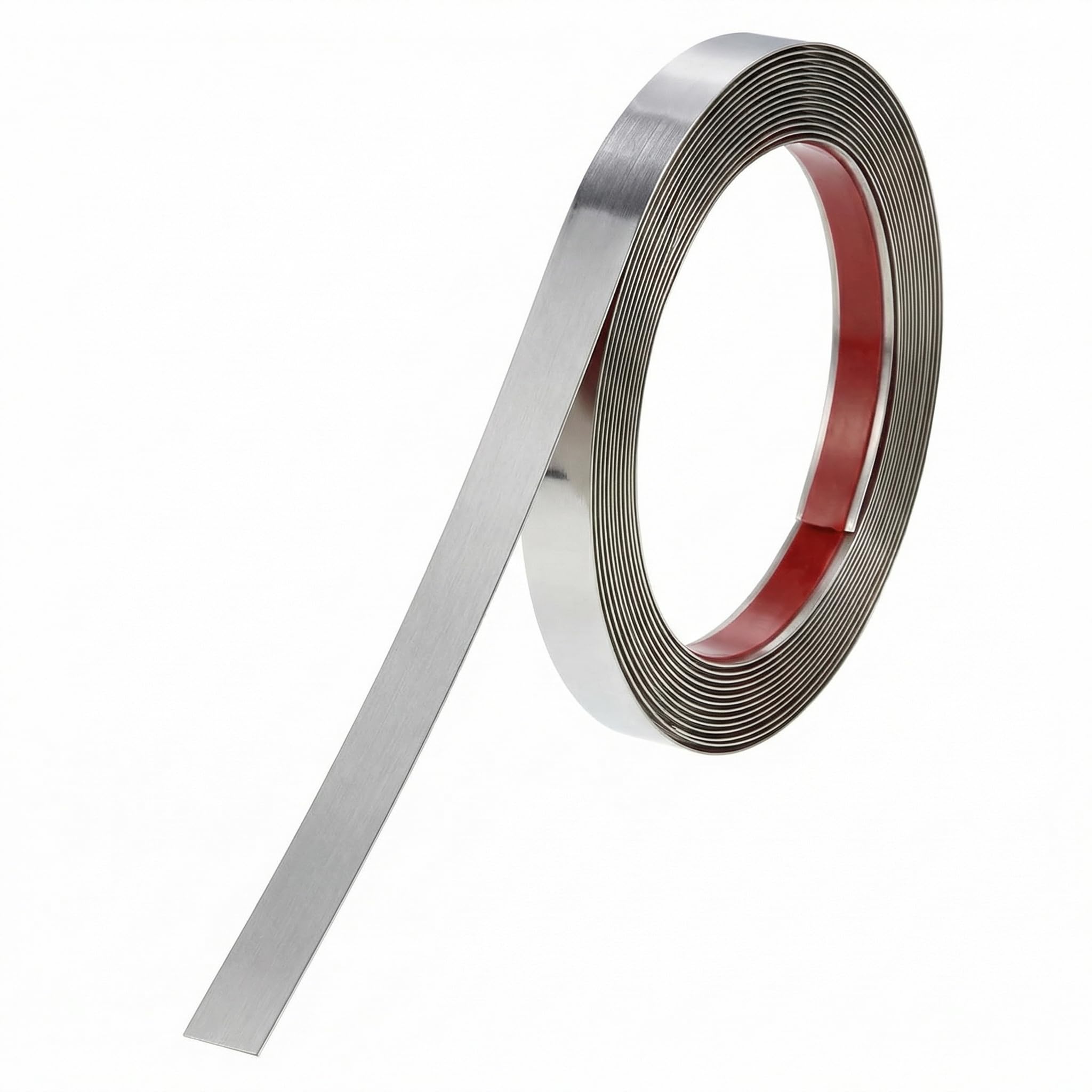 QWORK® 5m x 1cm Brushed Metal Trim, Peel & Stick Stainless Steel Wall Molding for Home Decoration