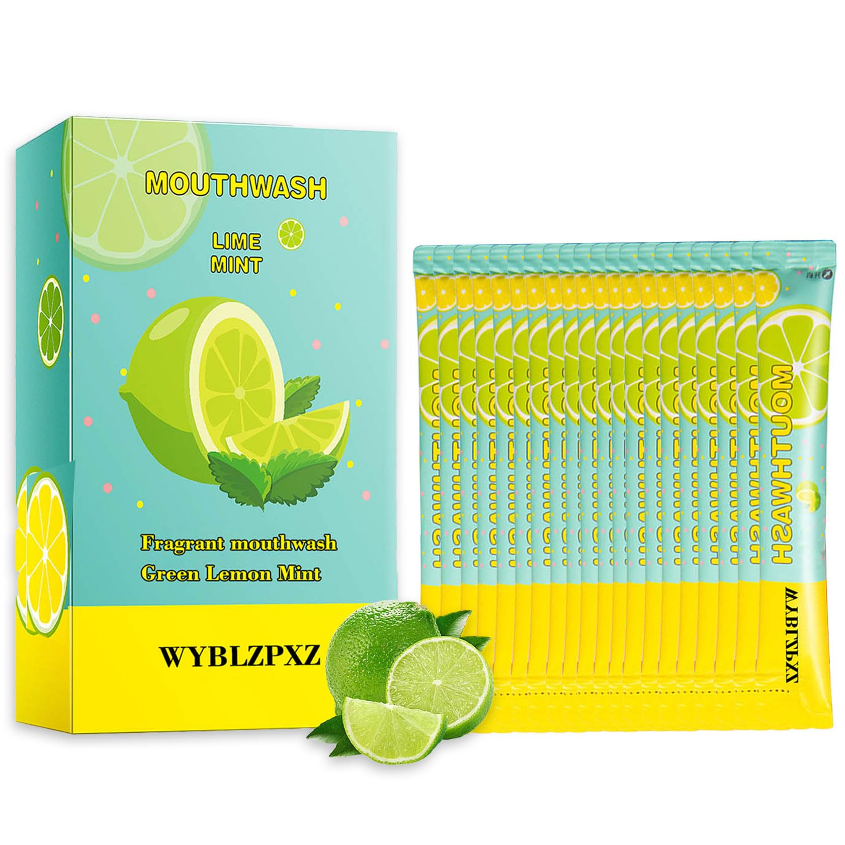 Mint Lime Travel Size Mouthwash for Adults,20 Pack Portable Mouthwash for Fresh Breath,Individual Mini Mouthwash Travel Size Mouth Wash Products for Women & Men
