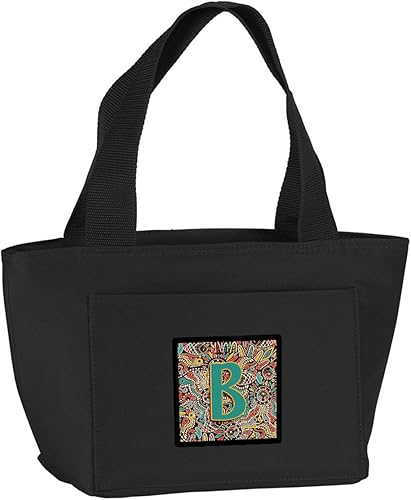 Caroline's Treasures CJ2013-BBK-8808 - Lonchera aislada con letra B con letra B, con inicial, con letras B, reutilizable, grande, color negro