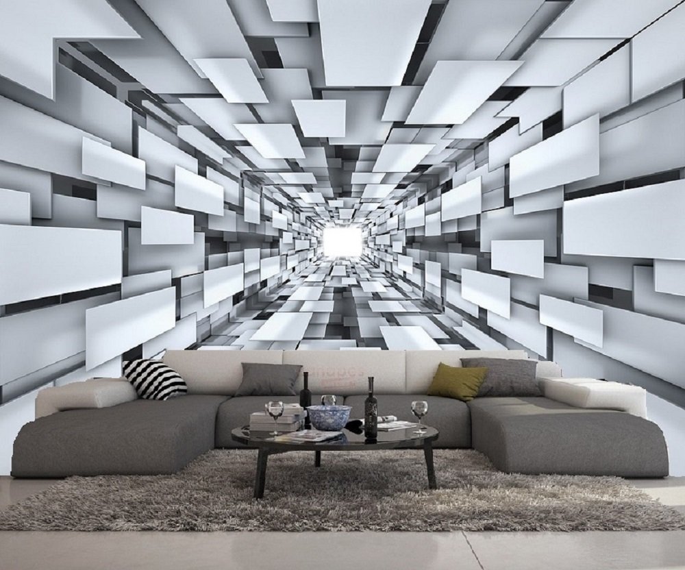 Papier peint 3D tunnel moderne 415x254 cm pour salon grand format