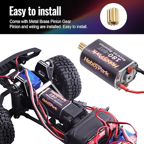 Miniatura 6 de HobbyPark Motor cepillado de alto par 180 50T con engranaje de piñón 11T para Traxxas TRX4M actualizaciones 118 RC Crawler Car Aceessories