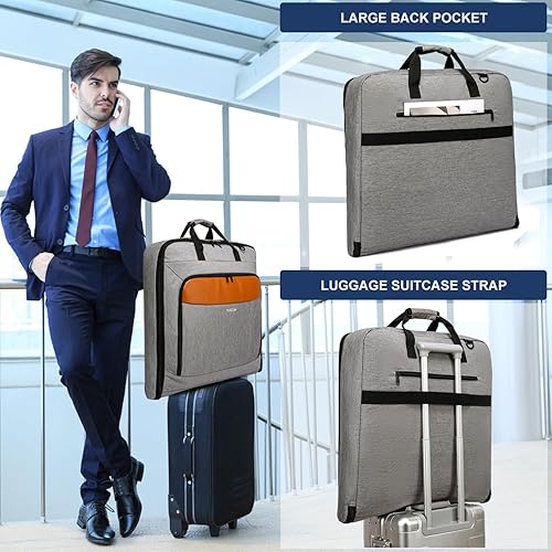 Miniatura 6 de Bolsa de viaje grande de viaje para hombres de 40 pulgadas, 3 bolsas de ropa para viajes de negocios, maletas colgantes 2 en 1 para viajes, bolsa de