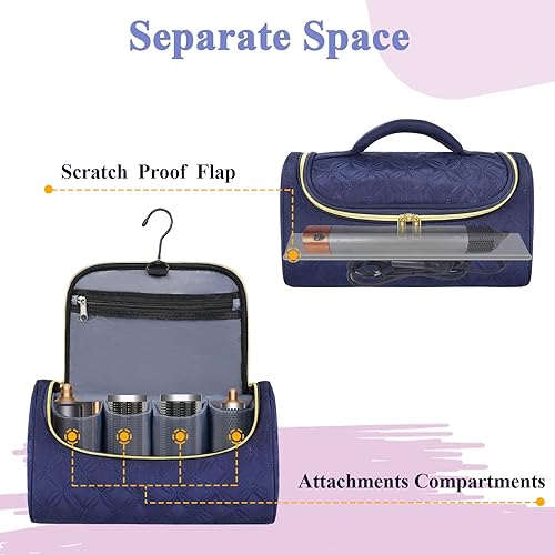 Miniatura 4 de Mancro Funda de viaje acolchada compatible con Dyson Airwrap completa Styler y accesorios, bolsa de almacenamiento portátil con gancho de metal para