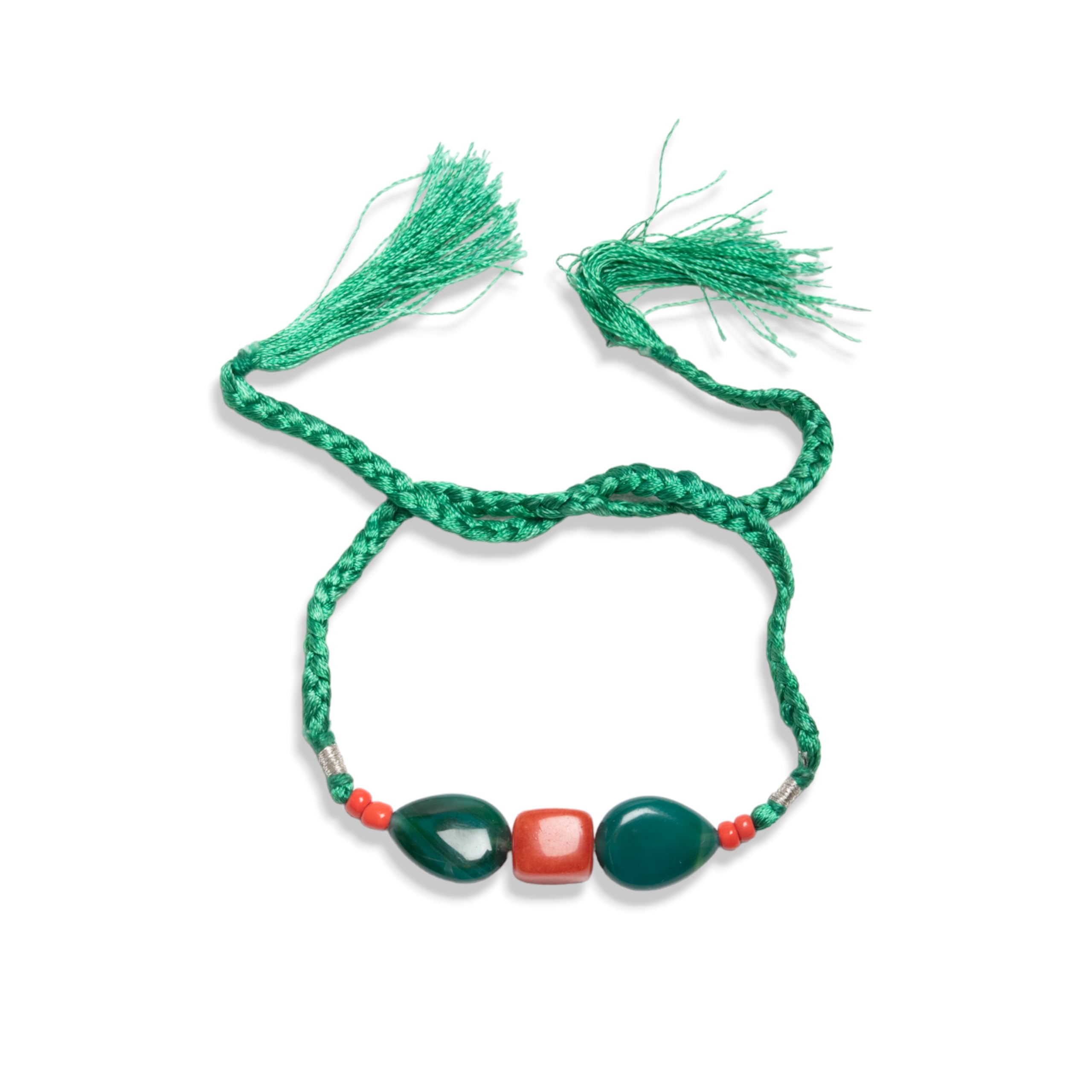 GemproGenuine Orange Jade & Green Jade Gemstone Rakhi/Dora Gift Of Love For Your Brother/Rakhi For Bhaiya/Bhai Rakshabandhan Gift