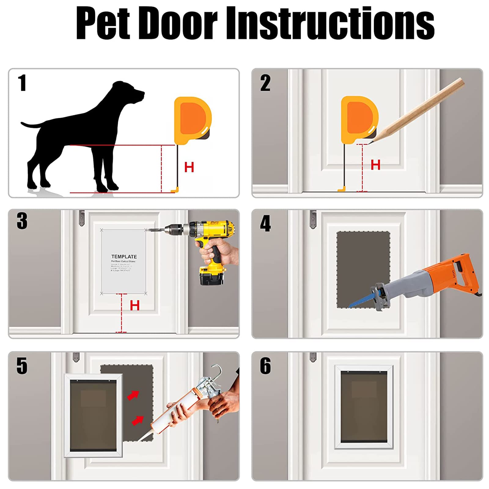 Chatiere Pour Chien,Porte Moustiquaire Pour Chien Avec Système De Verrouillage,Chatière En Plastique PVC De Qualité Supérieure Pour Grands Chiens Et Toutous,Pas Pour Le Verre,Blanc,XL