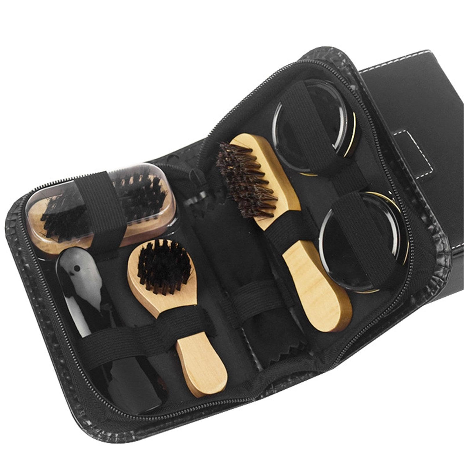 Lederpflege set Schuhputzset Schuhbürsten Schuhcreme Schuhanzieher Aufbewahrungstasche Multifunktion für Schuhpflege Lederwarenreparatur