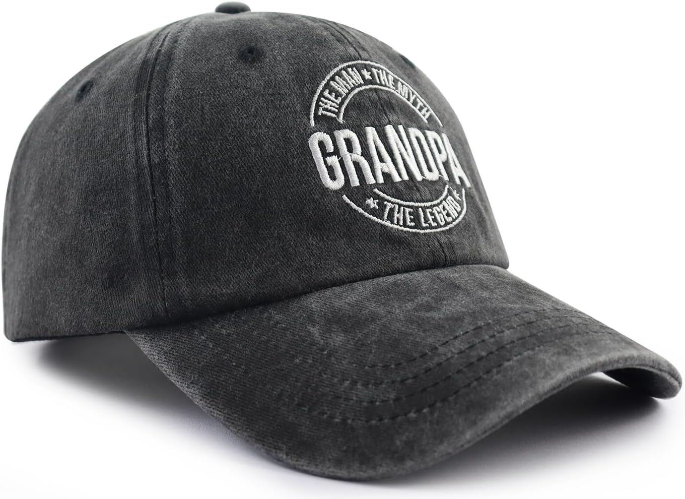 Grandpa The Man The Myth The Legend Hat for Men, Funny Adjustable Cotton Embroidered Grandfather Baseball Cap - Image 3