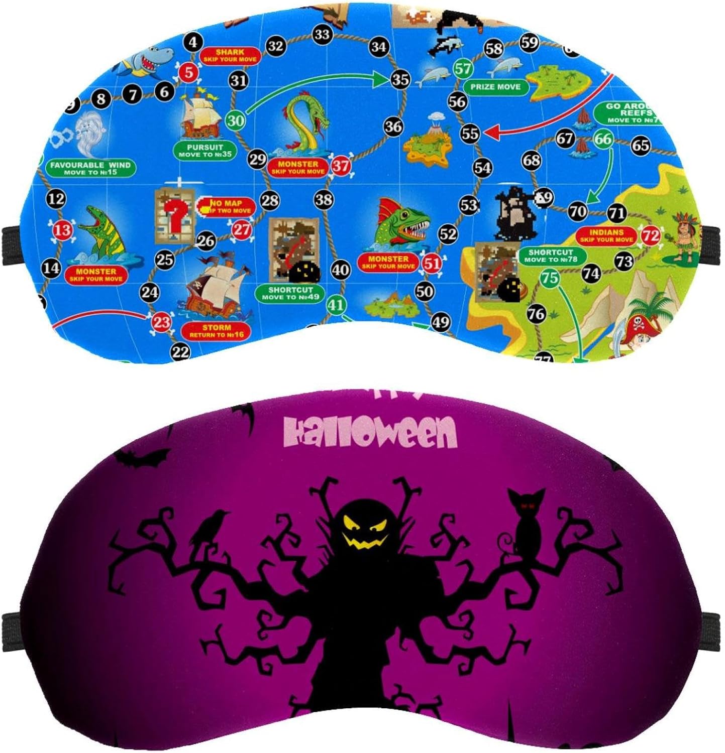 2 maschere per dormire per dormire sul fianco, Happy Halloween raccapriccianti alberi viola, maschera per dormire che blocca la luce, morbida copertura per gli occhi per viaggi, pisolini, aereo