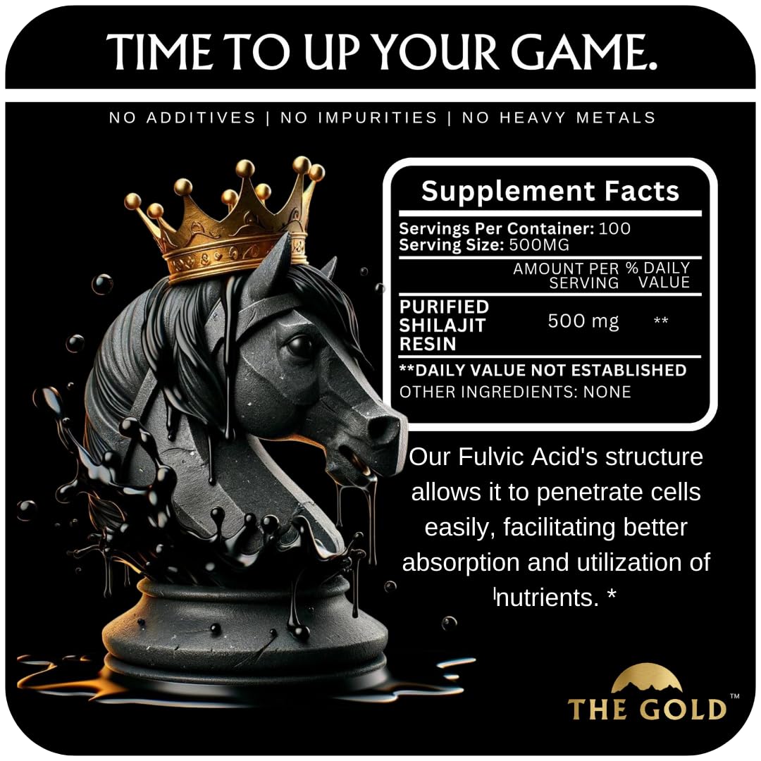 THE GOLD Shilajit Resin | Shilajit Pure Himalayan Organic Shilajit for Men & for Women Lab Test in USA Grade A+ All Natural Dietary Supplement with Fulvic Acid + Trace Minerals | 50 Grams 100 Servings