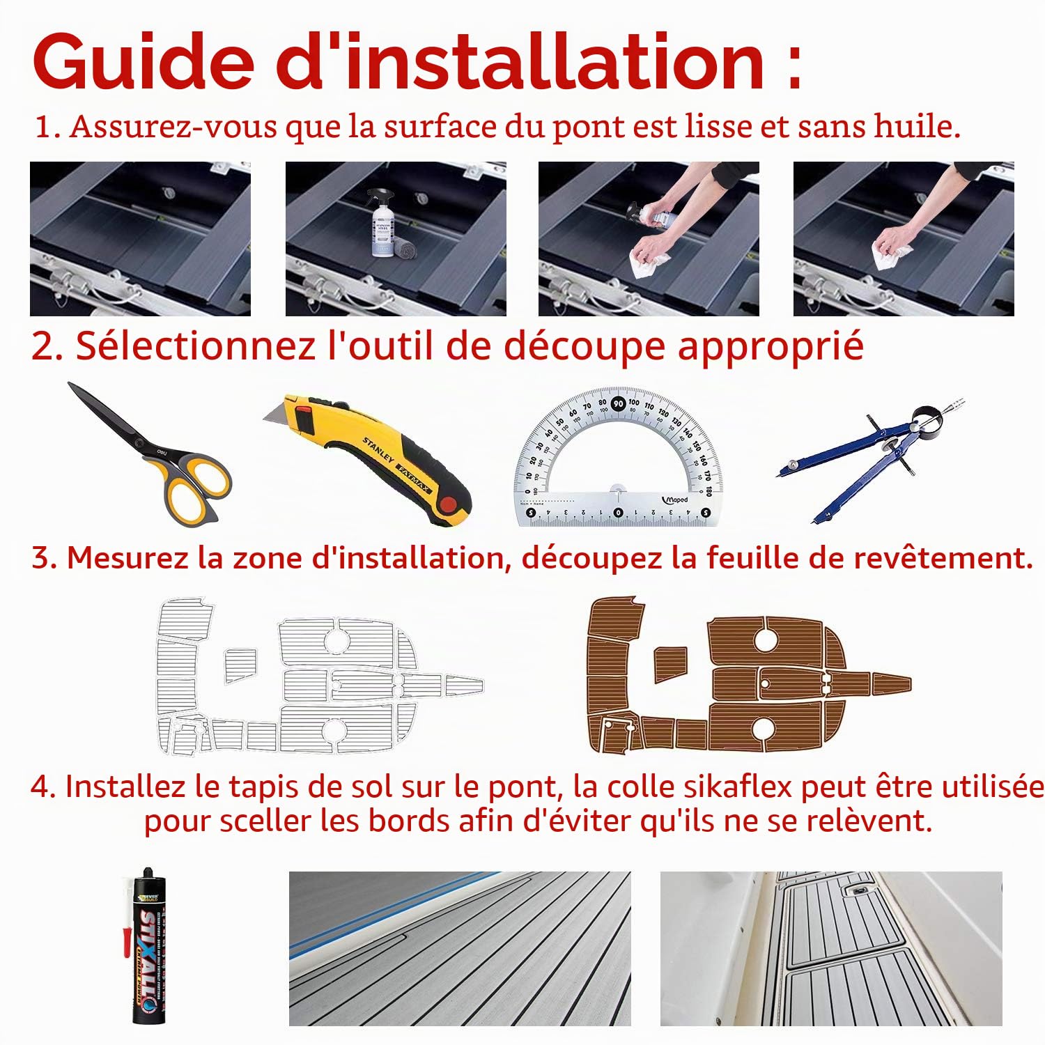 SenMore Tapis de Sol en Mousse Marine EVA, Tapis Antidérapant en Bois de Teck Lmitation, Utilisé pour Bateaux, Yachts, Véhicules Récréatifs, Sols de Jardin Imitation Teck Tapis, Marron