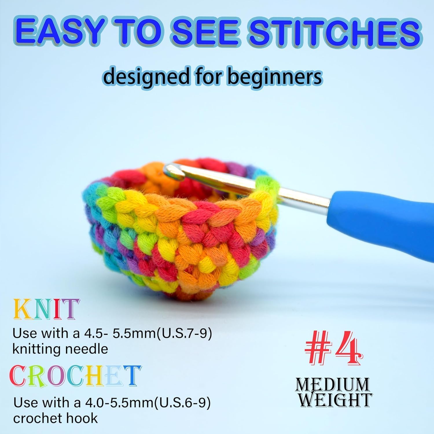 24 Pack Beginners Crochet Yarn Cotton Crochet Yarn for Crocheting Knitting Beginners(24x50g)-Multicolor Mix