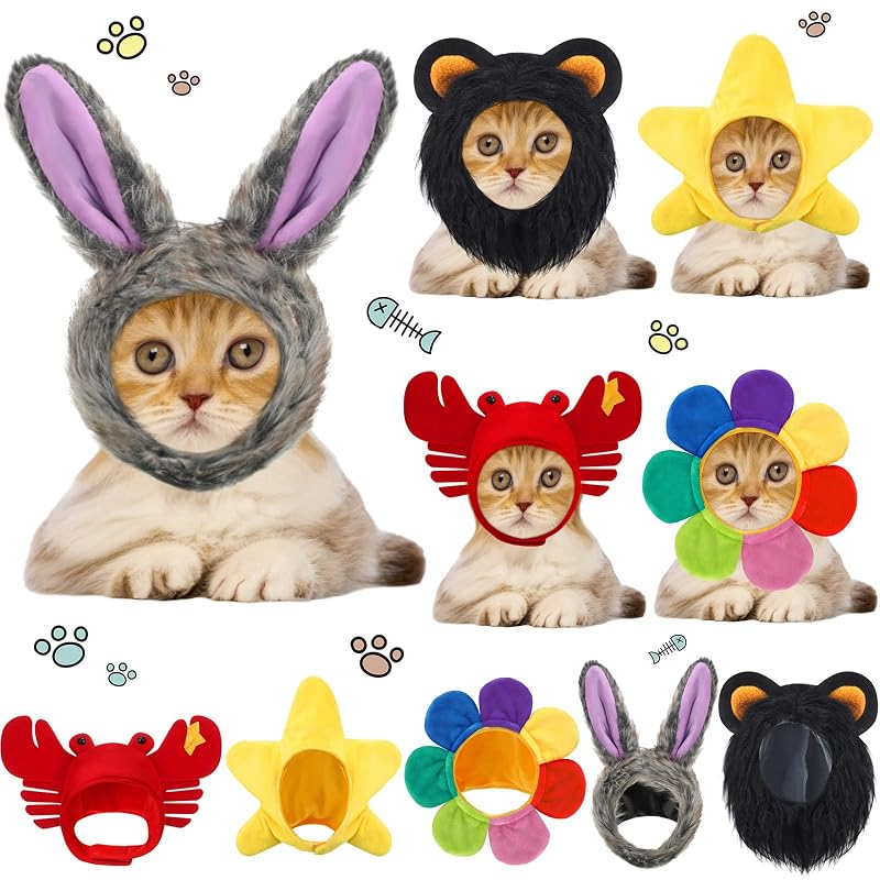 Chapéus para Cães e Gatos Weewooday em Pelúcia Curta Ajustável, 5 Peças