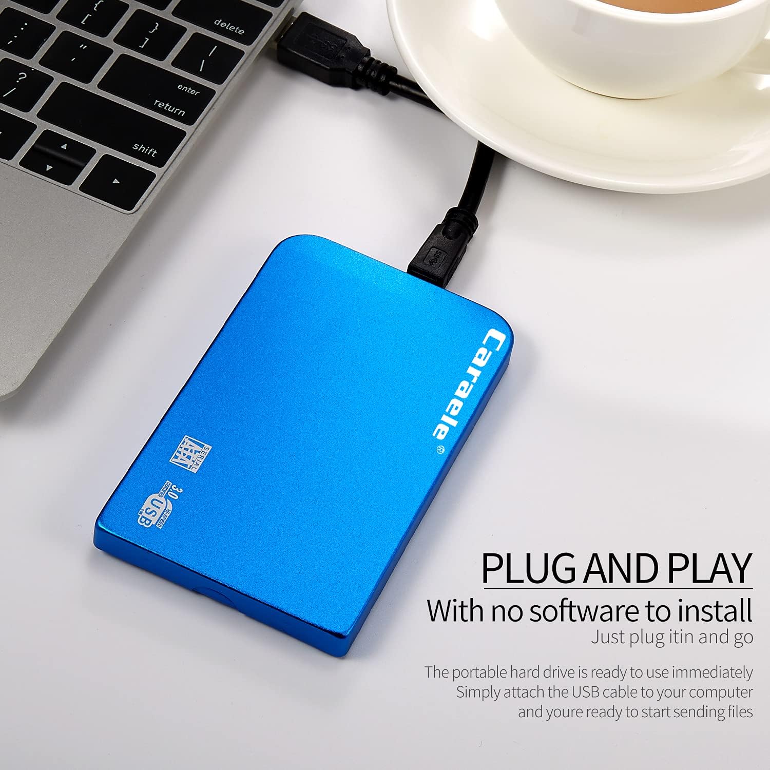 Portable SATA External Hard Drive HDD 500GB 1TB 2TB USB3.0 Ulra-Fast File Transfers for Windows, Mac and Linux (2TB, Blue)