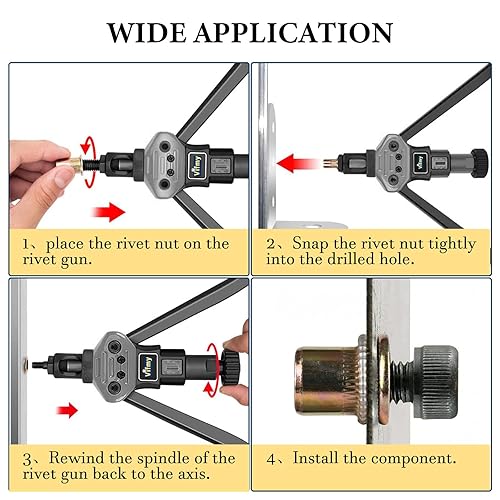 Miniatura 6 de Vifmy - Kit surtido de tuercas de remache SAE (240 piezas), #6-32#8-32#10-24 14"-20 516"-18 38"-16 UNC, con inserto roscado, acabado chapado en