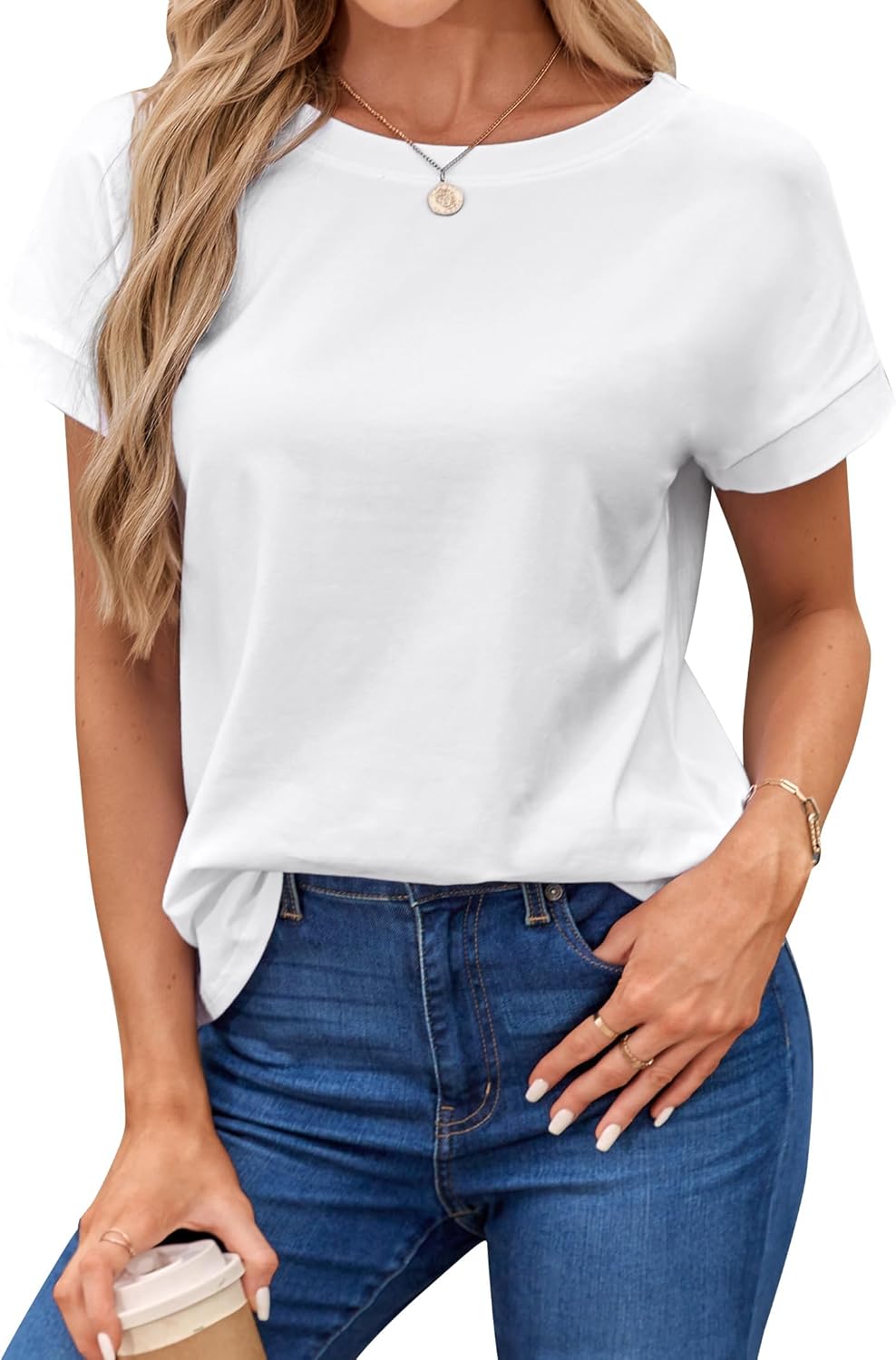 LilyCoco Women's Tie Dye Short Sleeve Shirt Criss Cross Back Tops Casual Loose Tee - Image 3