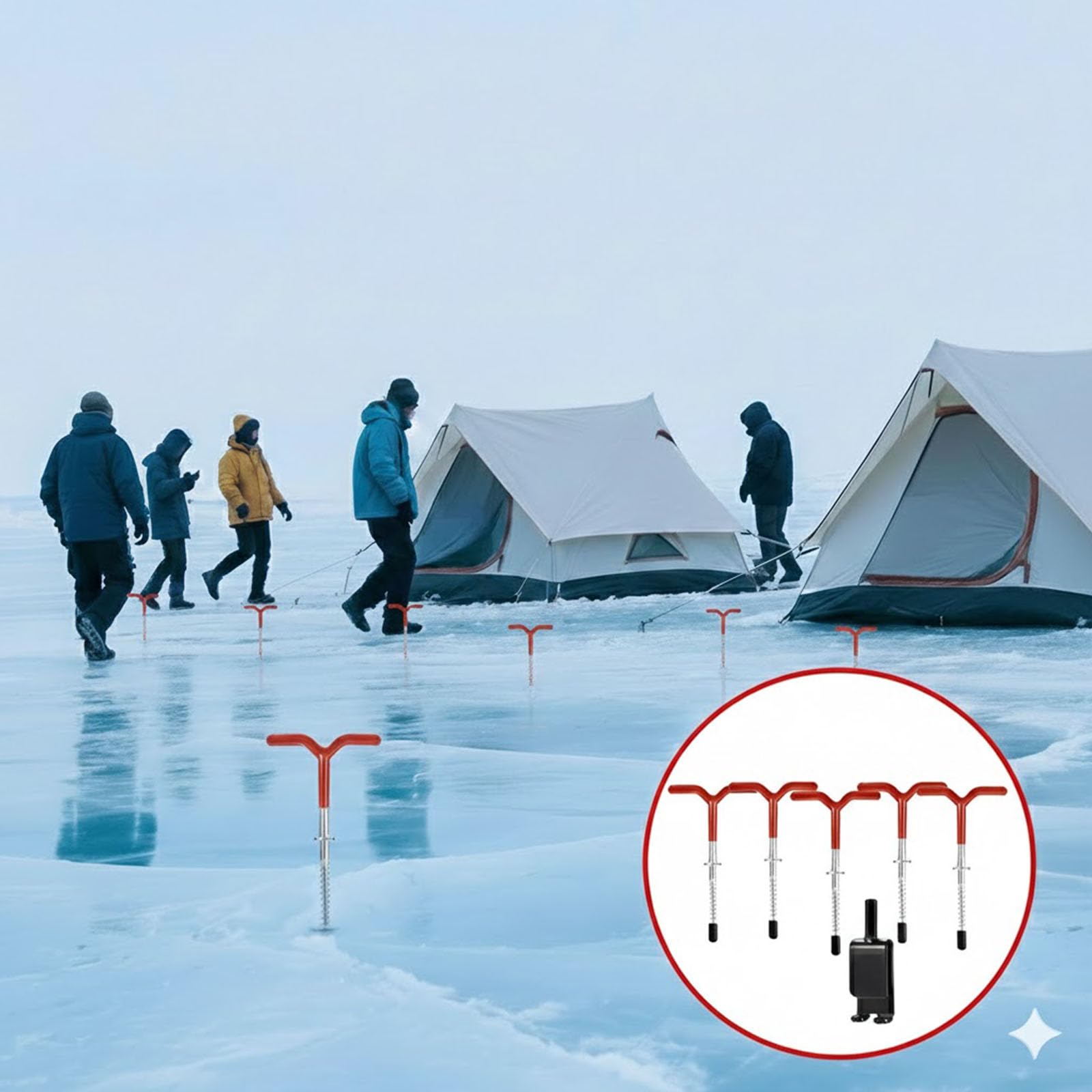 6 elementi di fissaggio invernali ad alta resistenza con gambo da 1/4 di pollice per tende fredde attrezzatura da pesca sul ghiaccio