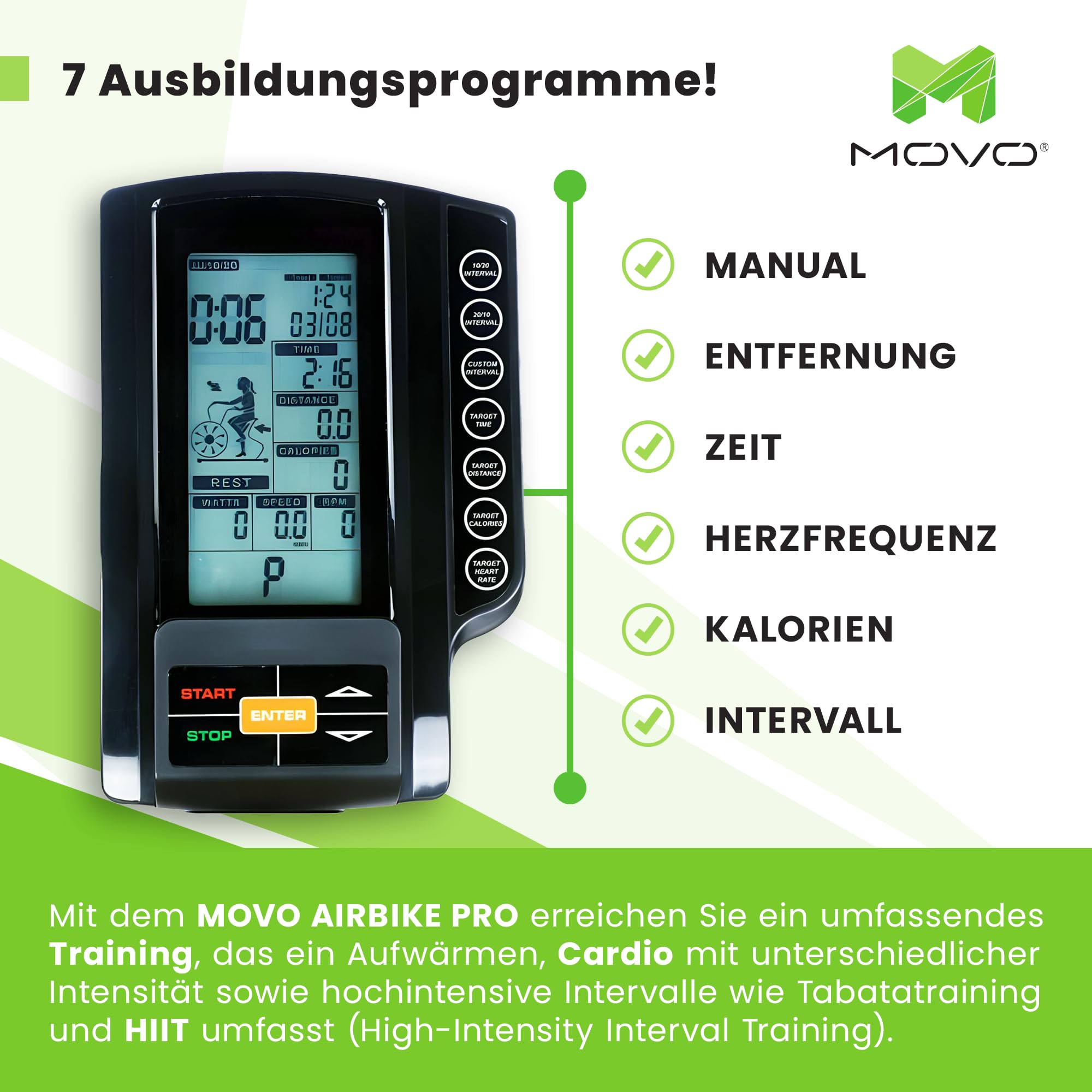 Movo AirBike Pro, Airbike do domu, jedyne w swoim rodzaju połączenie treningu górnej i dolnej części ciała, rower treningowy Airbike, koło do treningu oporu powietrza