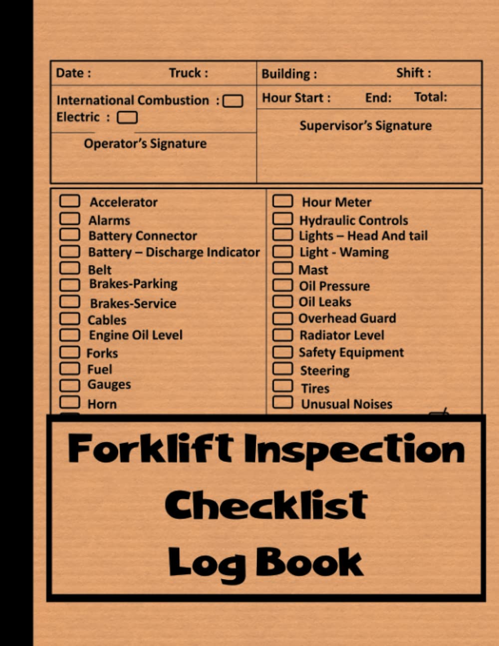 Forklift Inspection Checklist Log Book Forklift Safety Check And