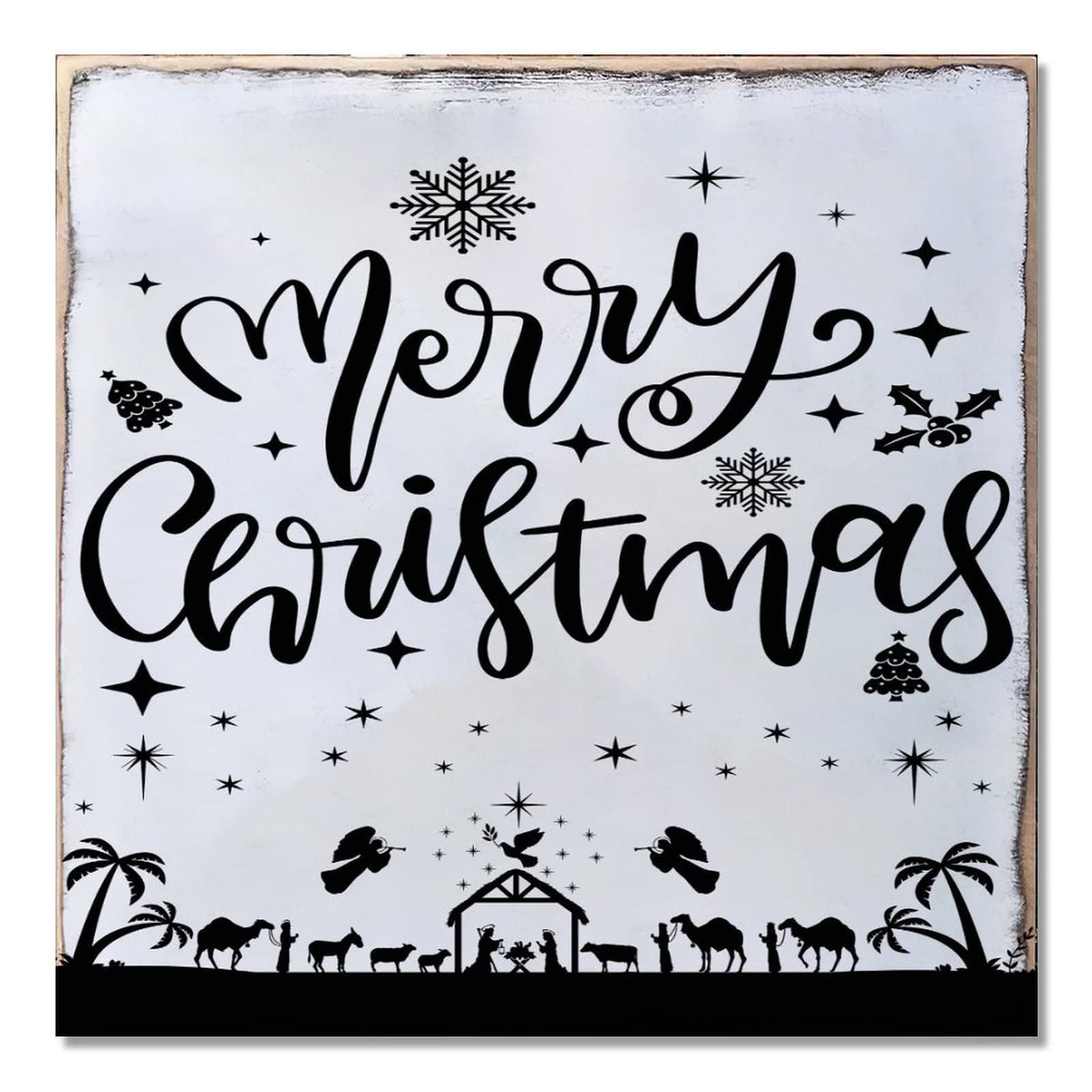 Panneau à suspendre pour porte de Noël 40,6 x 40,6 cm en bois de décoration