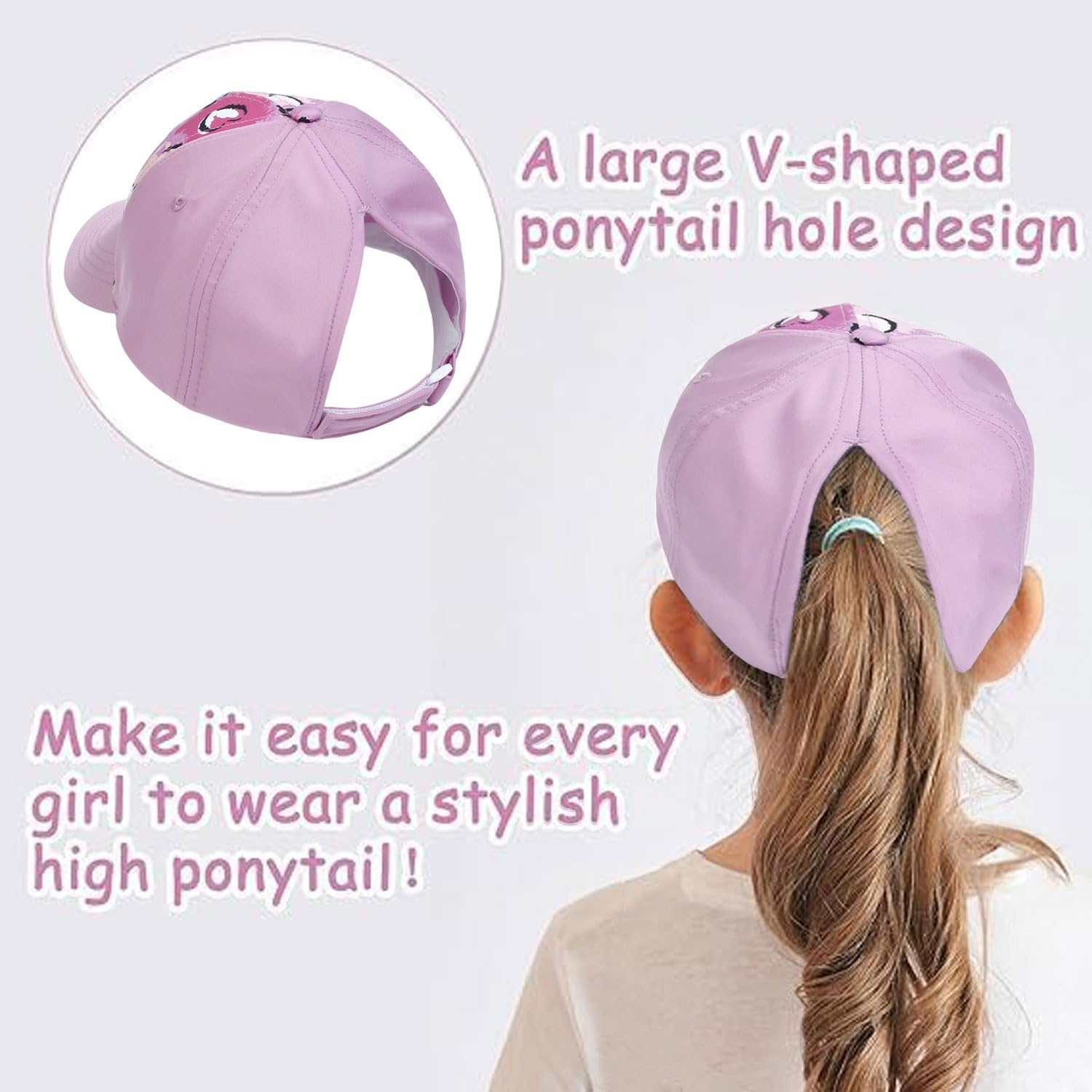 Cappello da Baseball per Bambini, con Coda di Cavallo, per Ragazze e Ragazzi, Visiera Parasole UPF 50+, Cappello Estivo da Tennis, Cappello da Sole, Blu, Taglia Unica