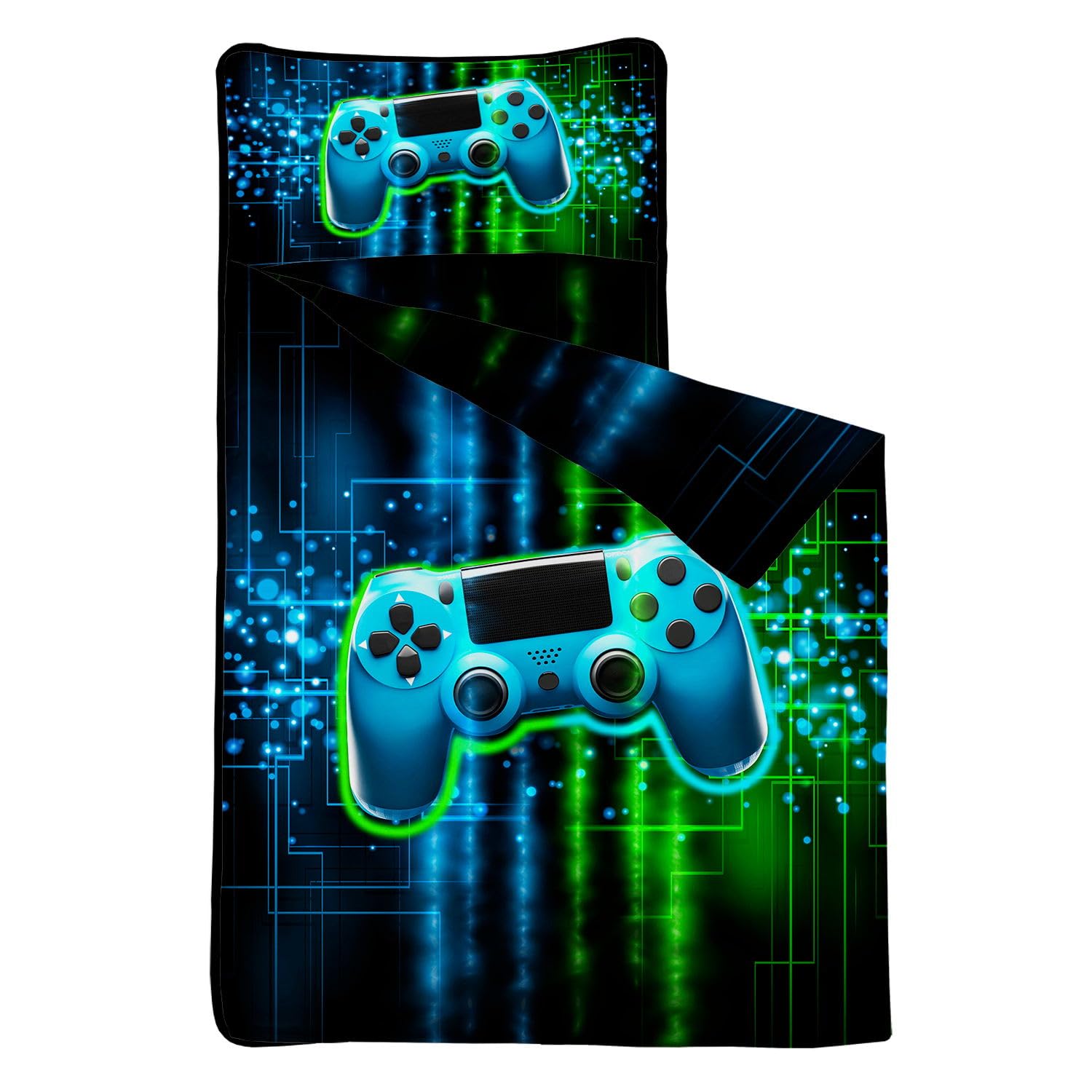 HOSIMA Nap Mat, Green Gamepad Sleeping Bag with Removable Pillow - Image 3
