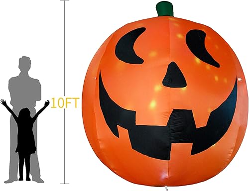 Miniatura 3 de AJY Calabaza gigante inflable de Halloween de 10 pies con LED integrados, inflables para fiesta de Halloween, interiores y exteriores, decoración
