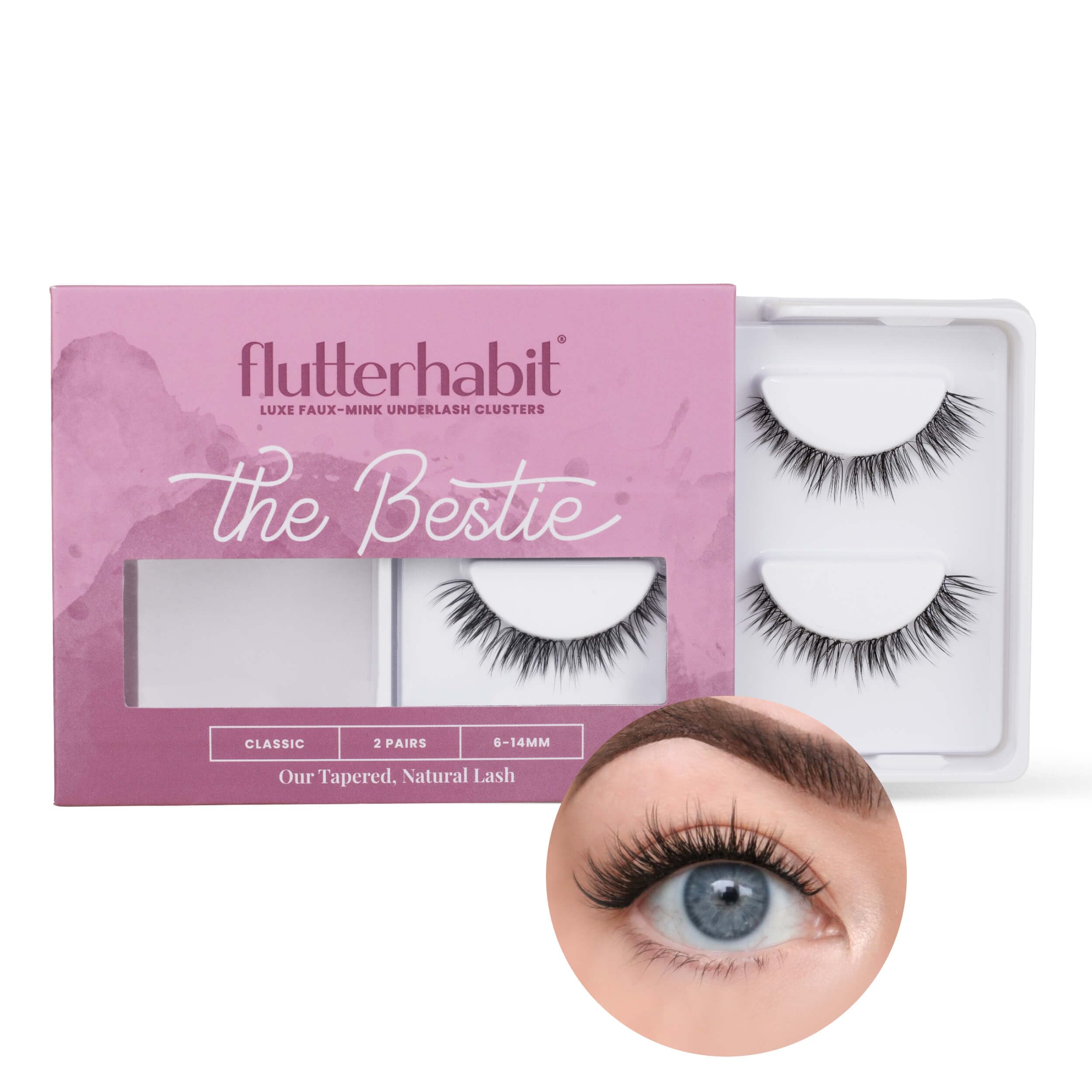 FlutterHabit The Bestie Lashes, 2 Sets of Eyelashes, DIY Lash Extensions, Up to 10 Day Lash Wear, Salon Quality Cluster Eyelashes for a Natural Look, No Glue Included